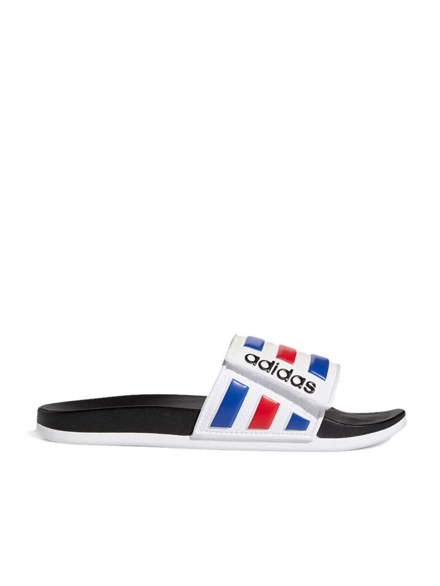 Red white and blue best sale adidas slides