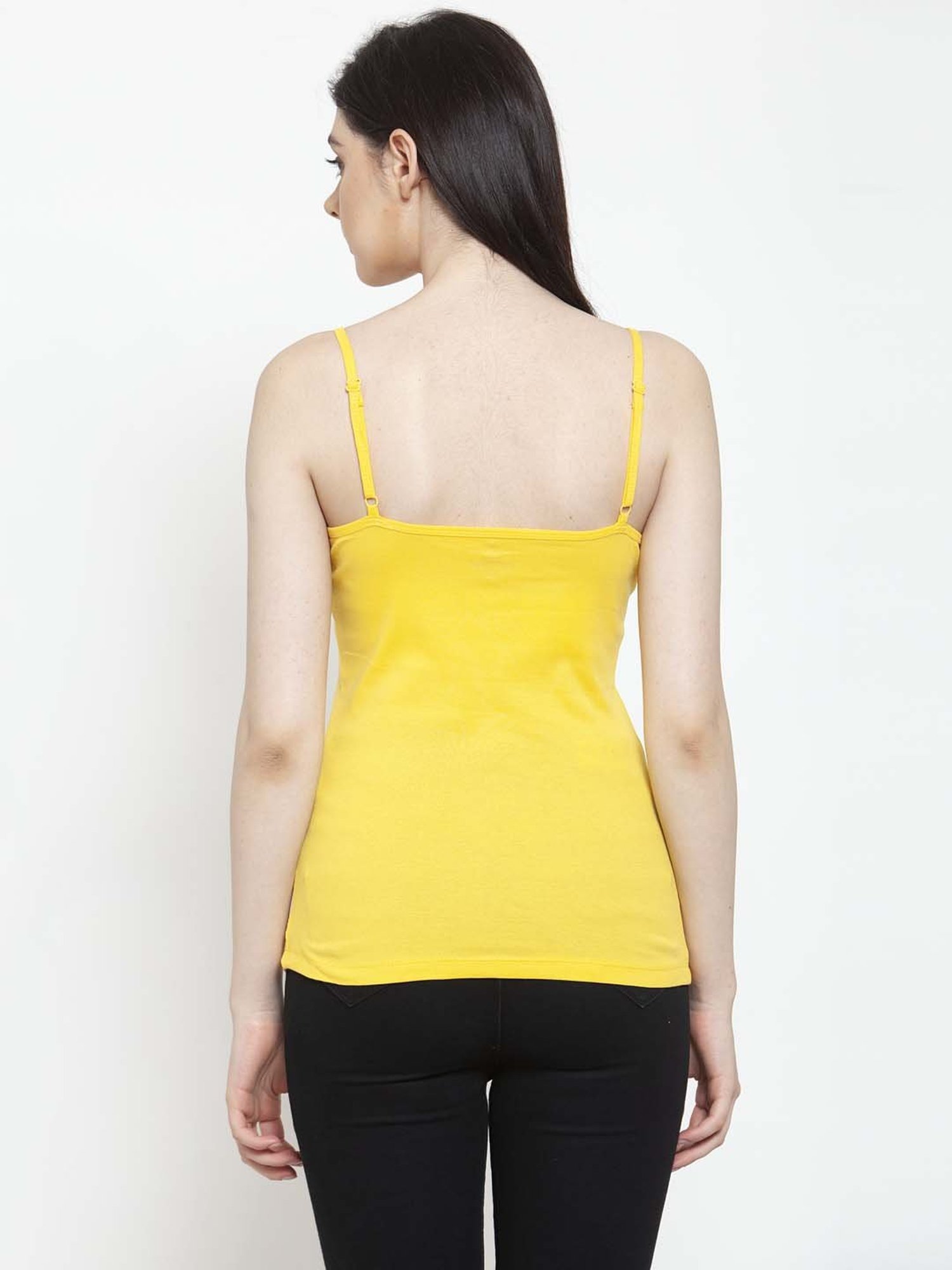 TFGO Mustard Yellow Women Cotton Inner Slips, Full Length Camisole