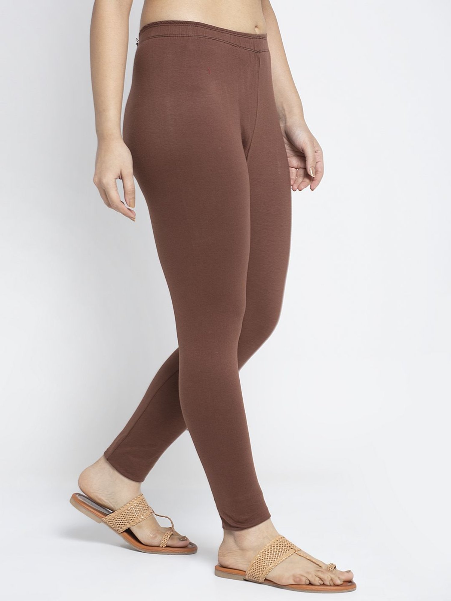 Buy Nymph Leggings Chocolate Brown, Women Yoga Pants, Leggings, Capris  Style, 3/4lenght, Criss-cross Lace Up, Ecoluxe Online in India 