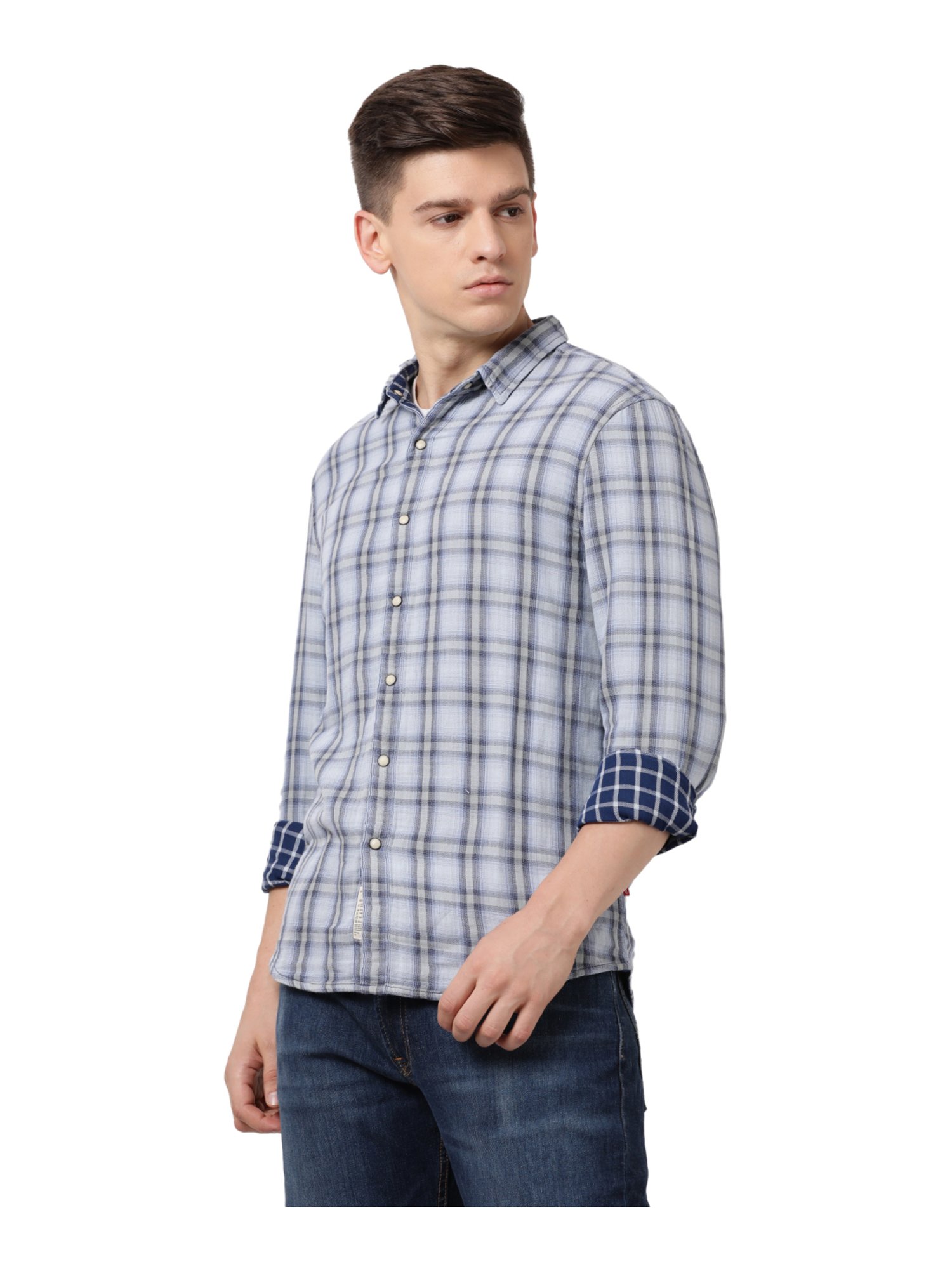 Buy Levi's Blue Cotton Regular Fit Checks Reversible Shirt for Mens Online  @ Tata CLiQ