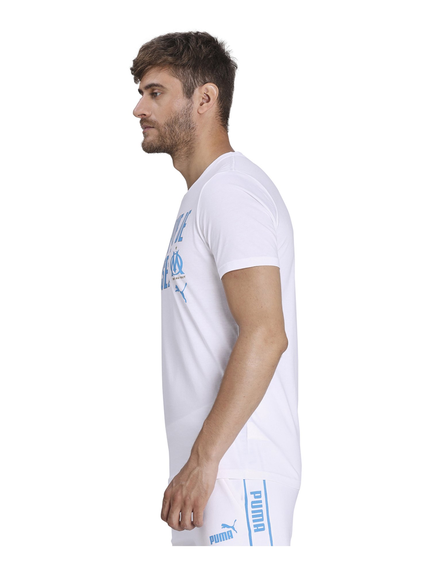 Buy Puma White Cotton Regular Fit Printed Sports T-Shirt for Mens Online @  Tata CLiQ