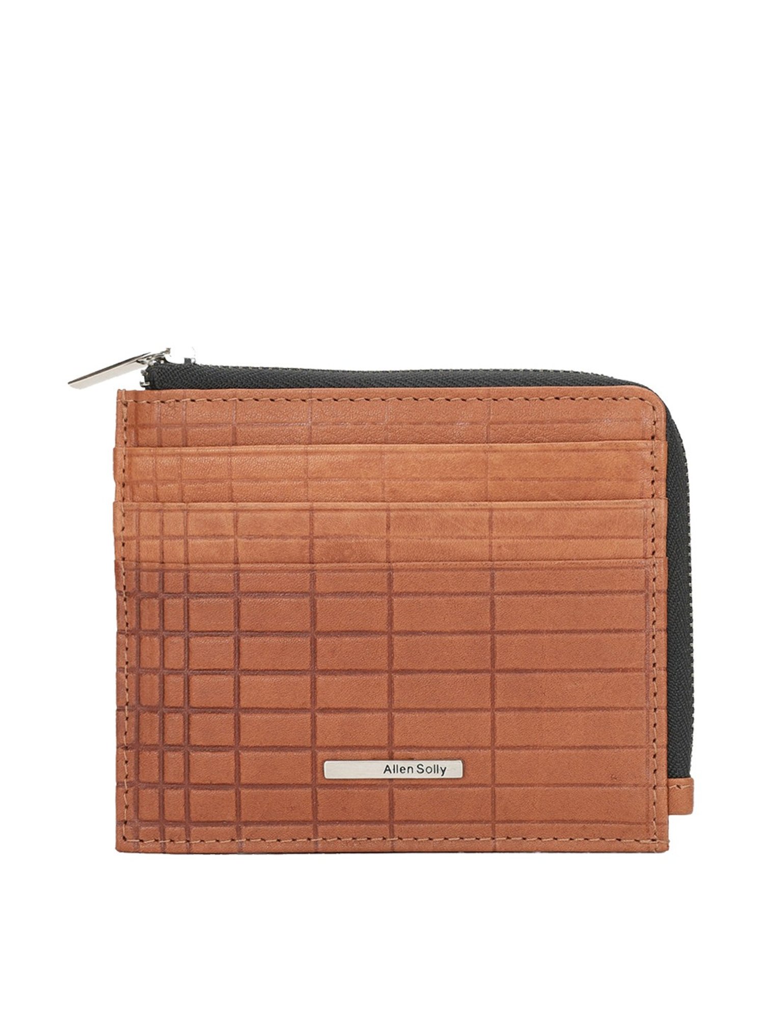 Buy Allen Solly Brown Leather Zip Around Wallet for Men Online At