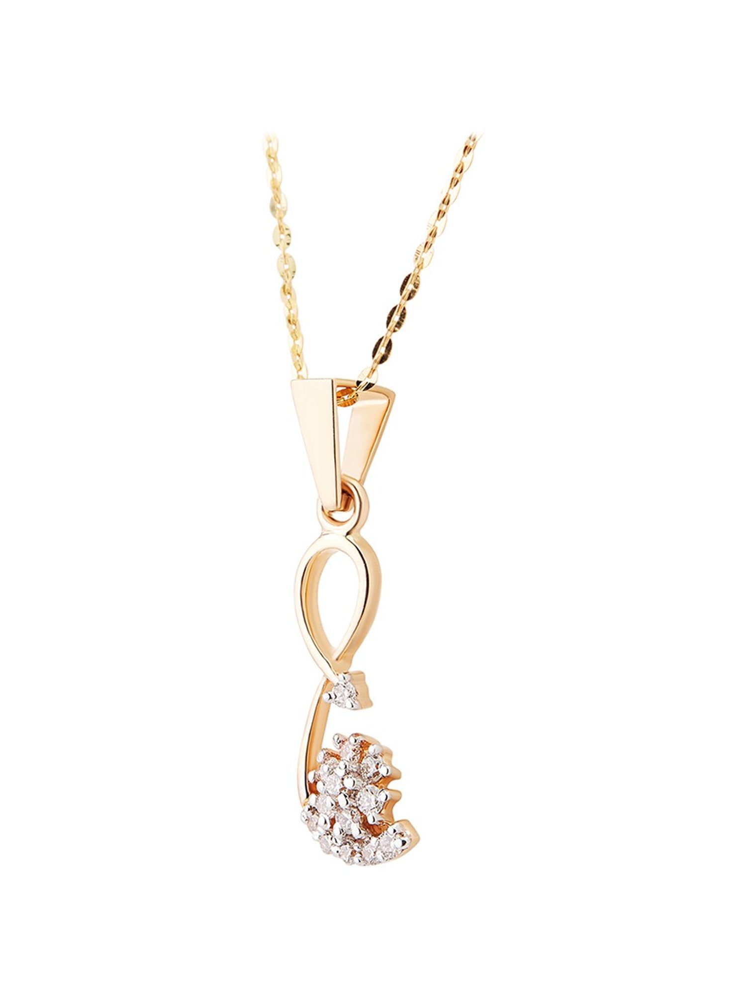 14K W&Y Gold Diamond Padlock Pendant Necklace - 18
