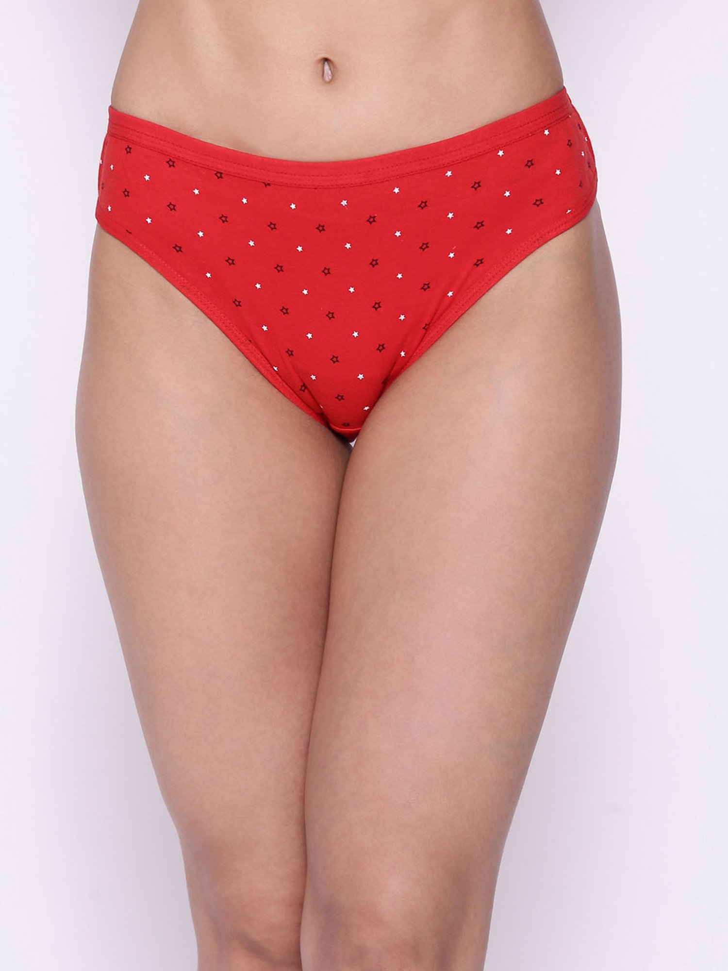 Buy Clovia Women's Lace Mid Waist Bikini Panty (PN2602P04_Red_S