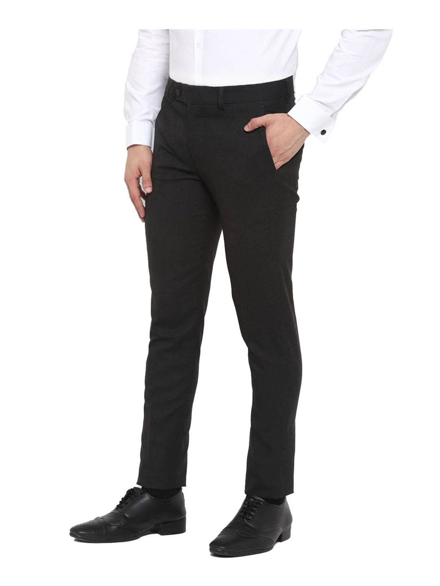 Buy LIFE Stone Solid Cotton Stretch Slim Fit Mens Trousers  Shoppers Stop