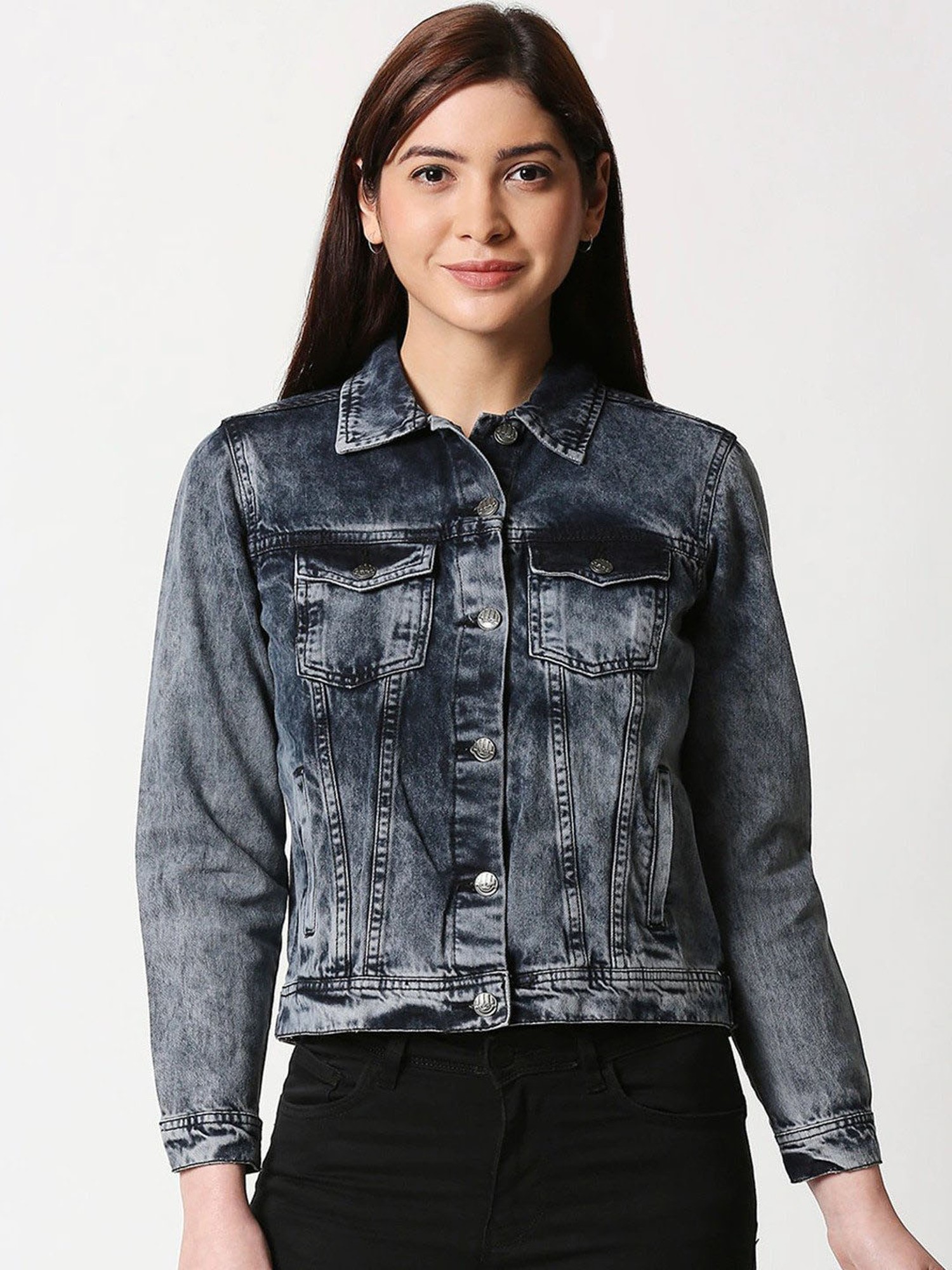 Buy Black Washed Denim Jacket for Women  ONLY  226779601
