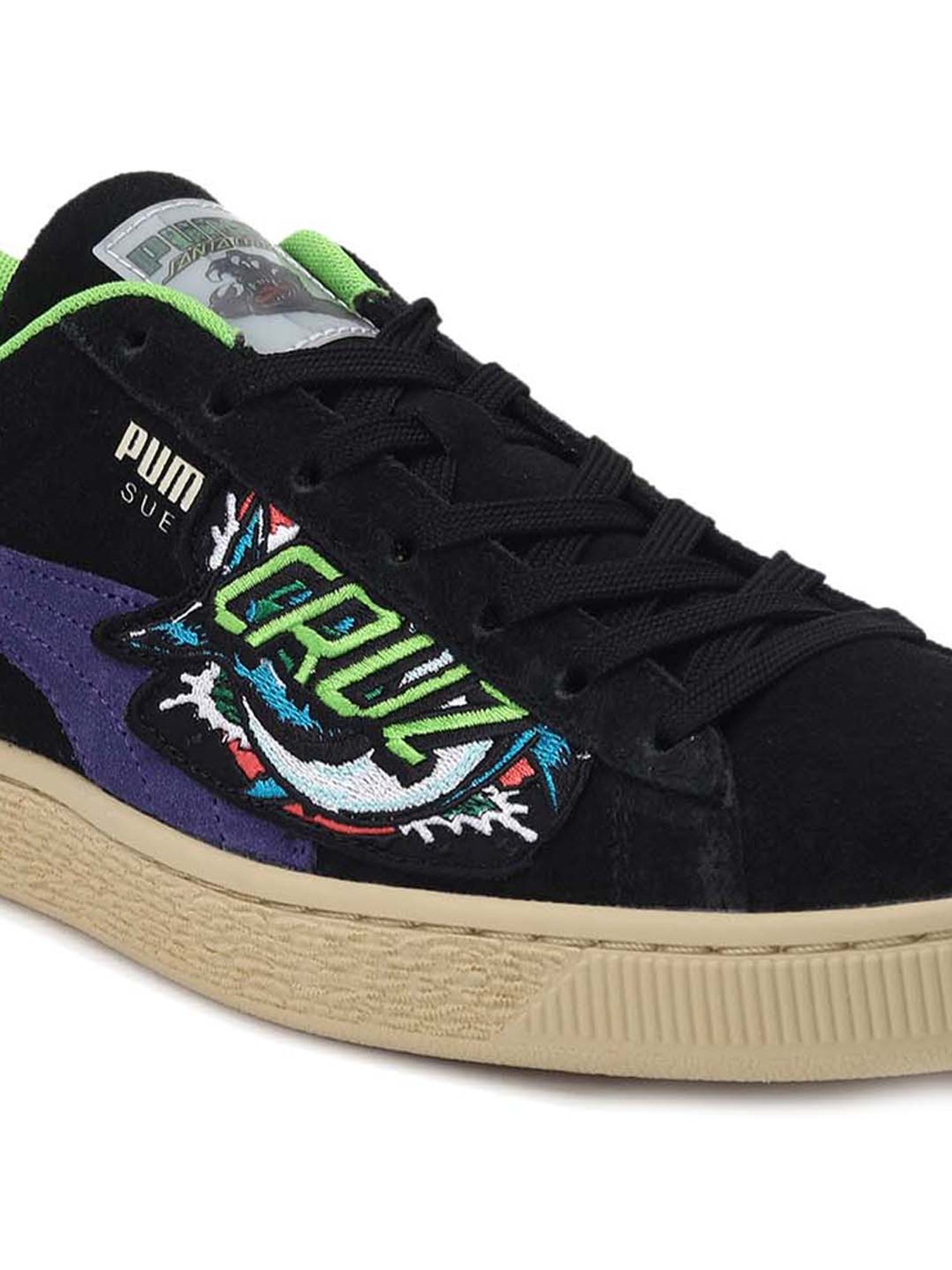 Puma Men's x SANTA CRUZ Suede Shark Trainers Jet Black Casual Sneakers