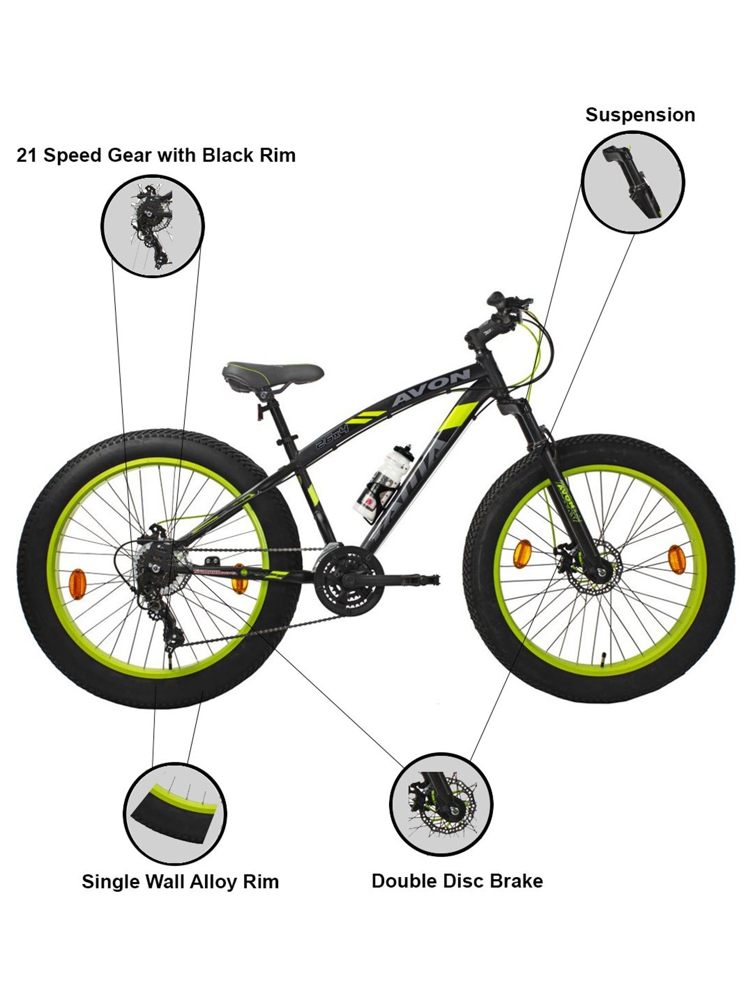 Avon cycle with online disk brake