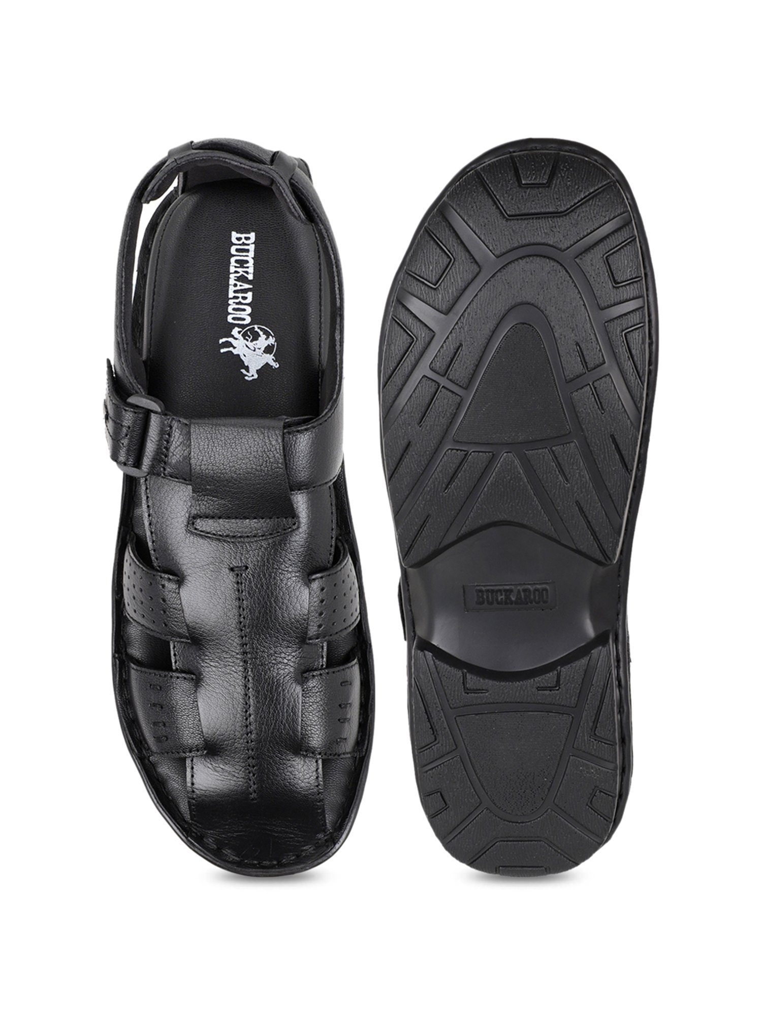 Buy Buckaroo Men Black Comfort Leather Sandals - Sandals for Men 7329251 |  Myntra