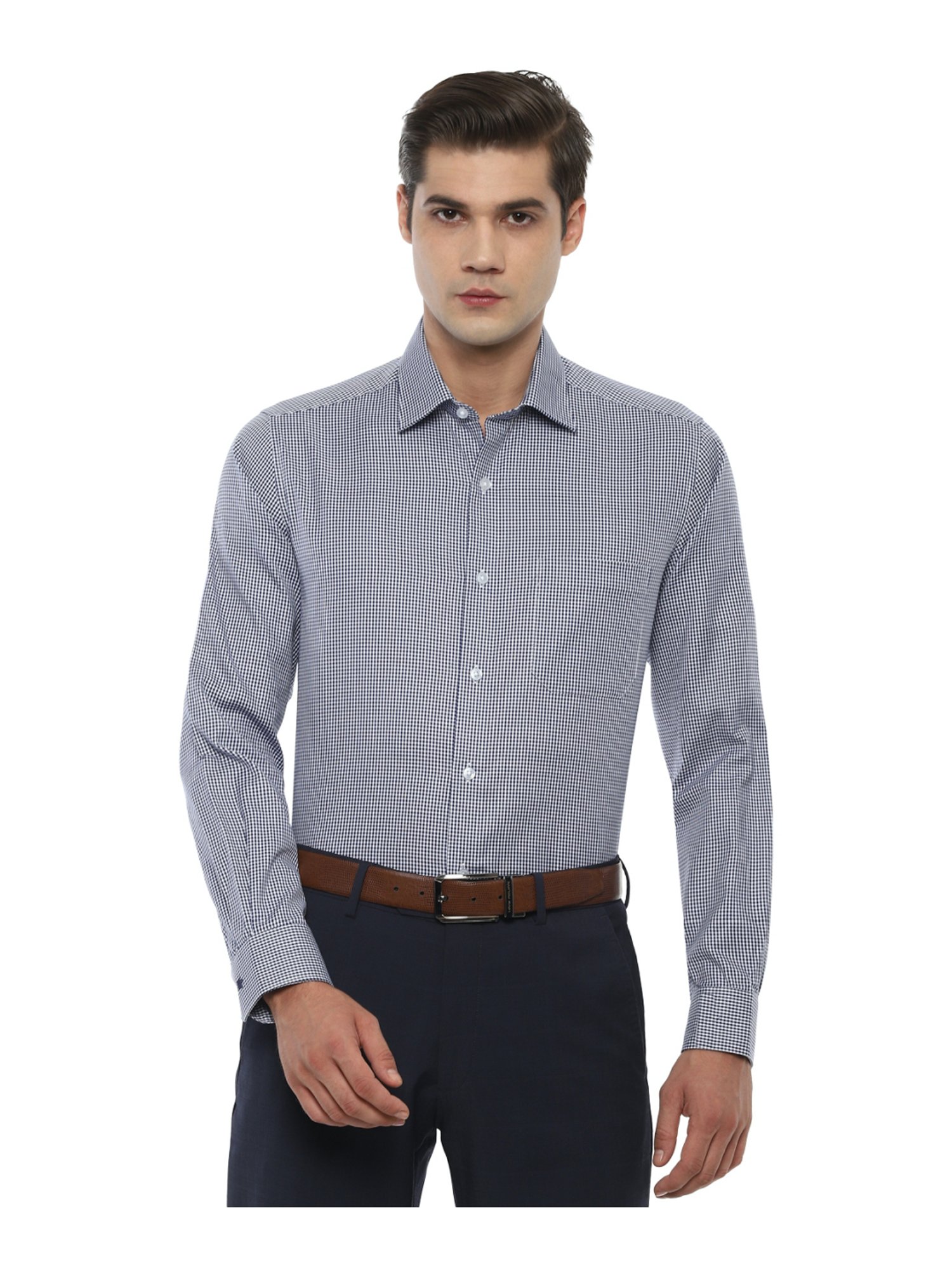 Buy Louis Philippe Blue Cotton Slim Fit Checks Shirts for Mens Online @  Tata CLiQ