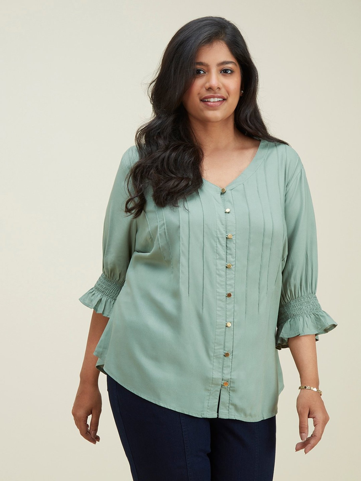 Buy Gia Curves by Westside Olive Pin-Tuck Kama Top Online at best price at  TataCLiQ