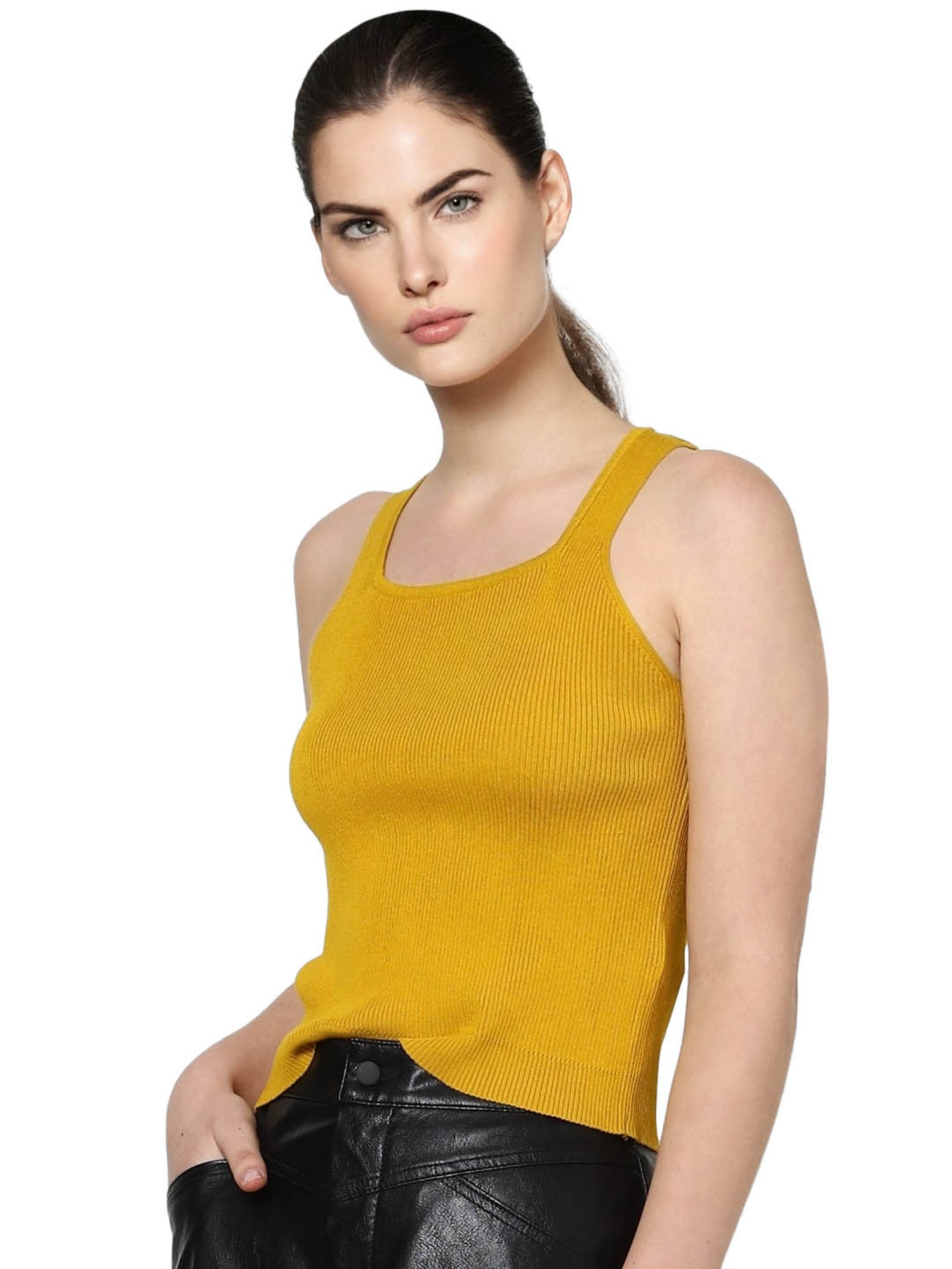 sy Symptomer Mange Buy Only Yellow Slim Fit Tank Top for Women Online @ Tata CLiQ