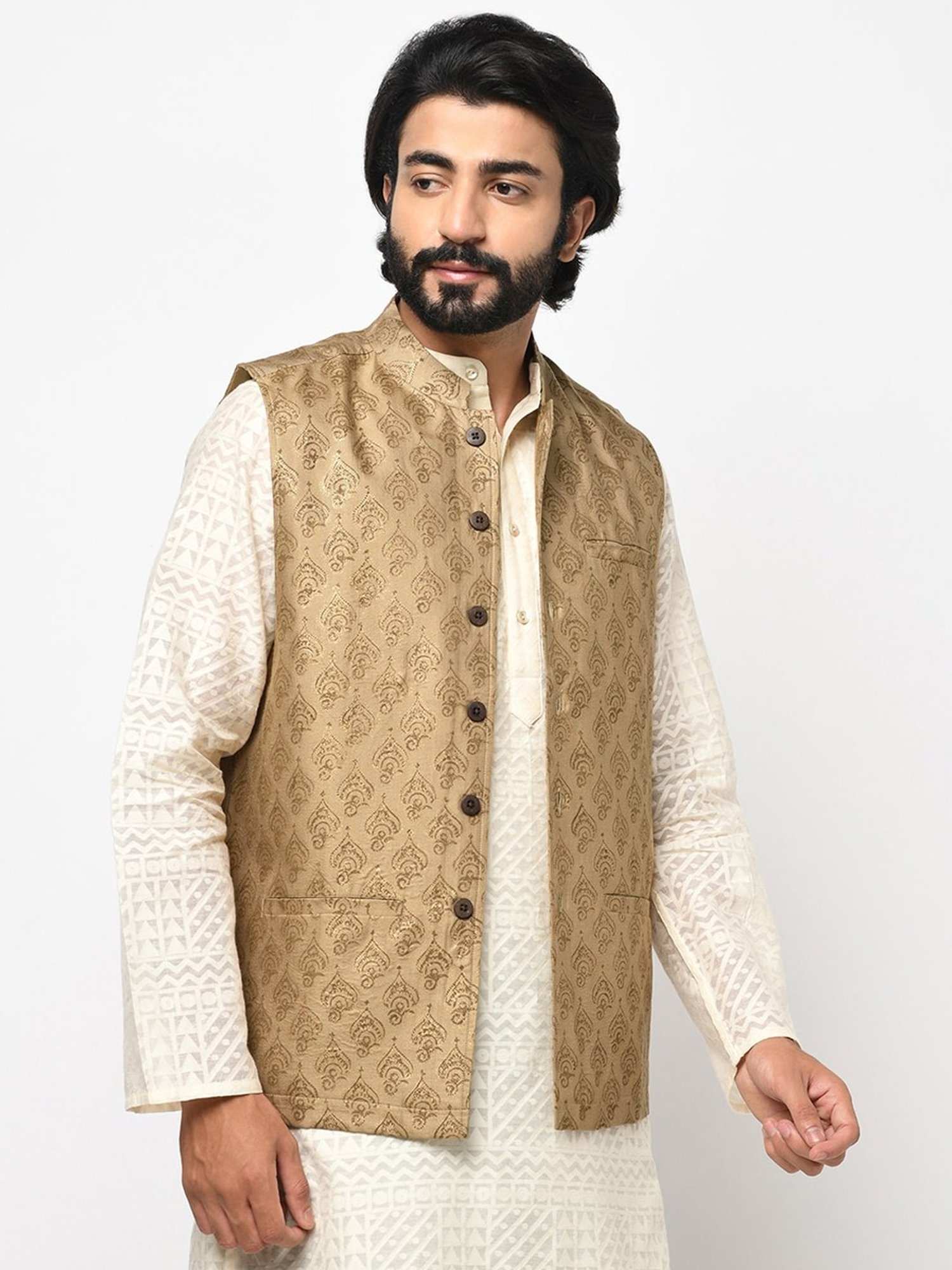 Buy Blue Cotton Nehru Jacket for Men Online at Fabindia | 10511144