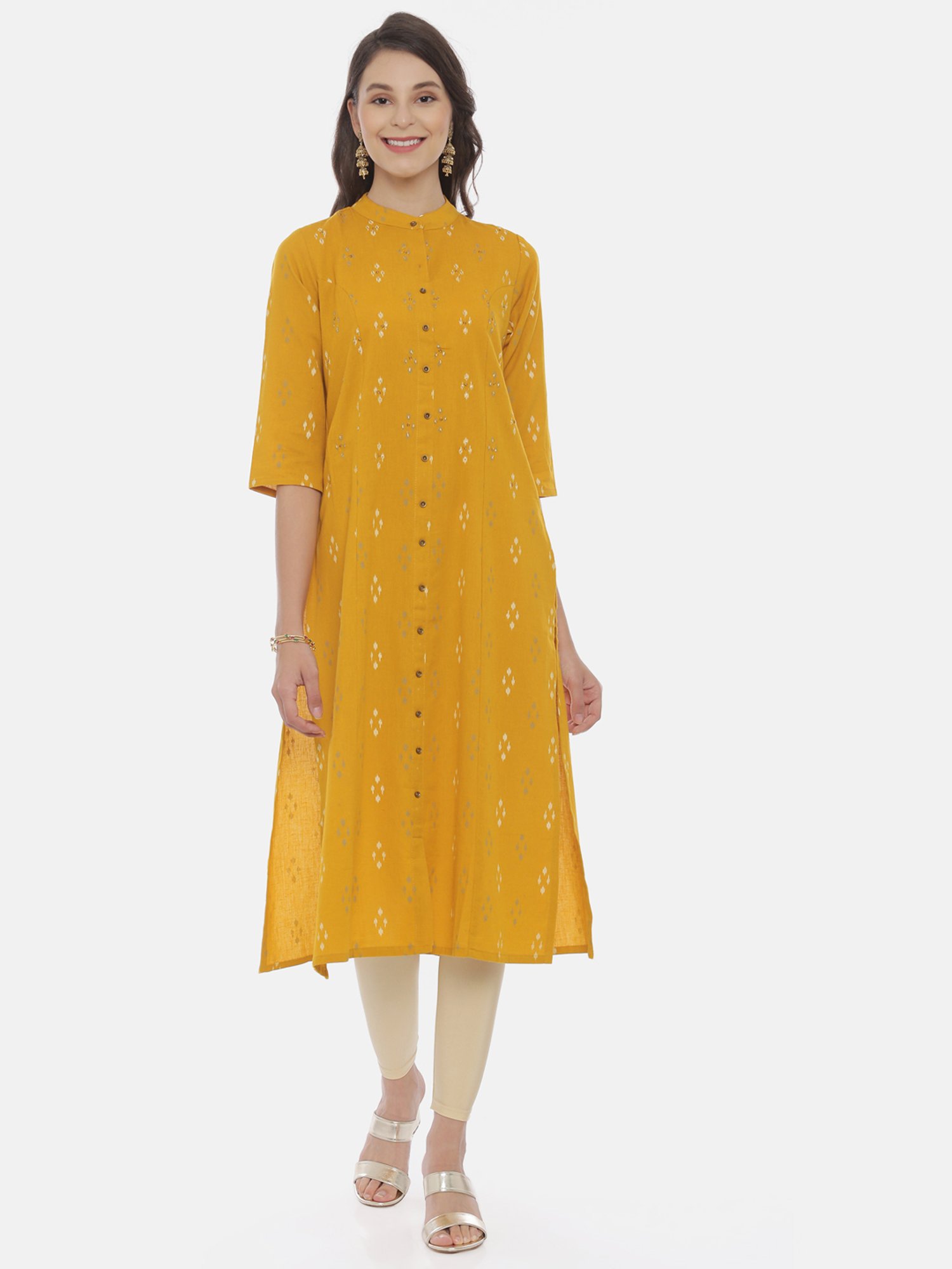 Buy NEERUS Grape Embroidered Round Neck Rayon Womens A-Line Kurta |  Shoppers Stop