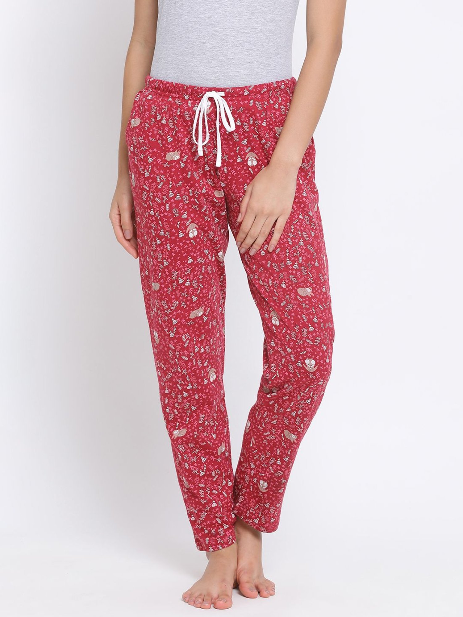 Buy Kanvin Black Red Printed Pyjamas Pack of 2 for Women