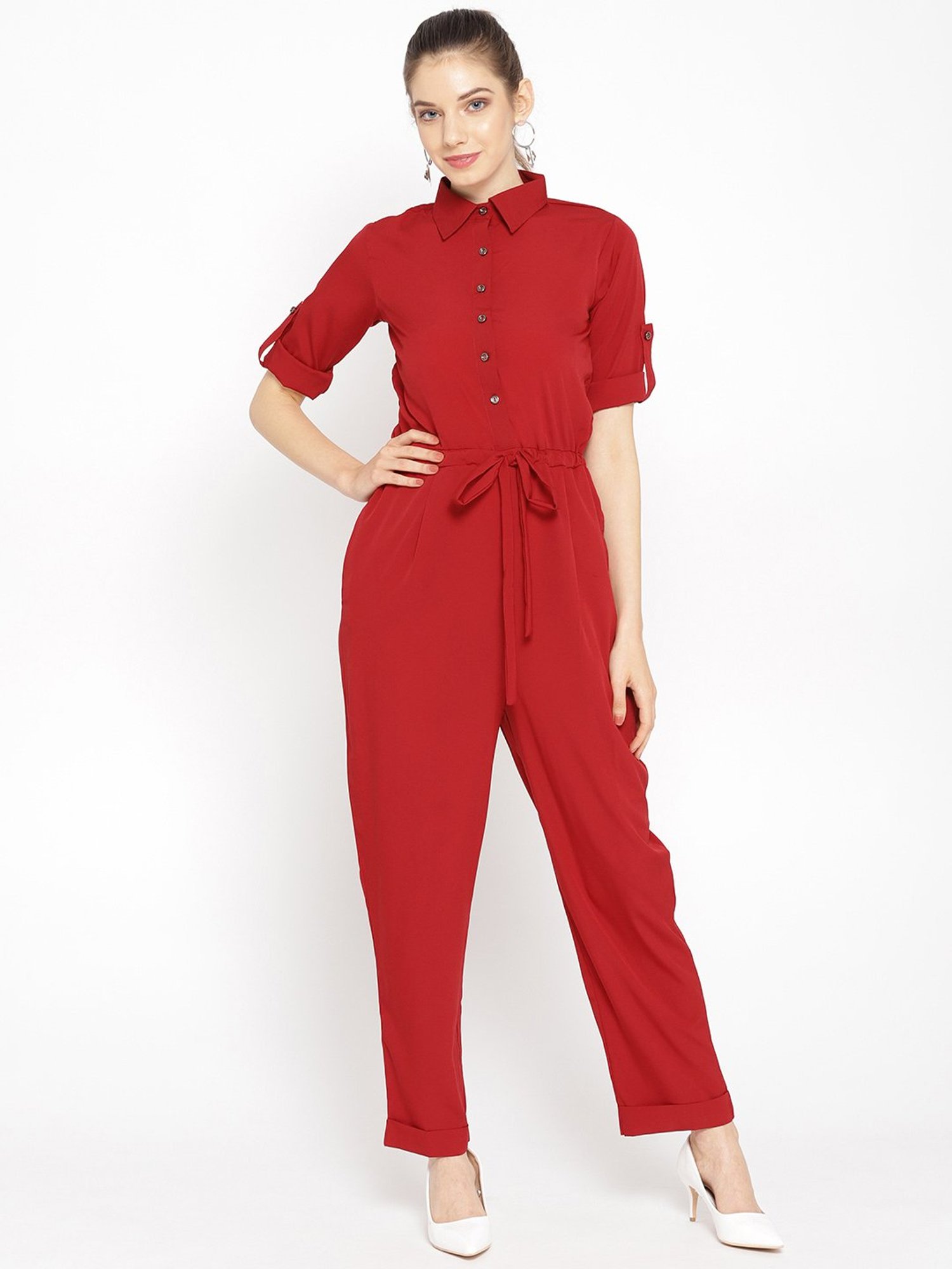 Cottinfab solid best sale women's jumpsuit