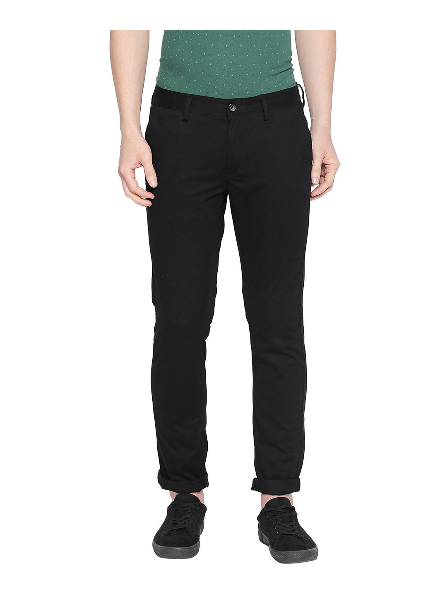 Buy Parx Black Tailored Fit Flat Front Trousers for Mens Online  Tata CLiQ