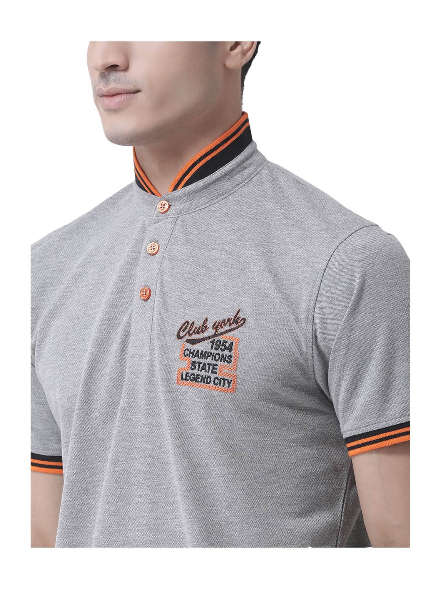 Buy Club York Grey Band Collar T-Shirt for Men Online @ Tata CLiQ