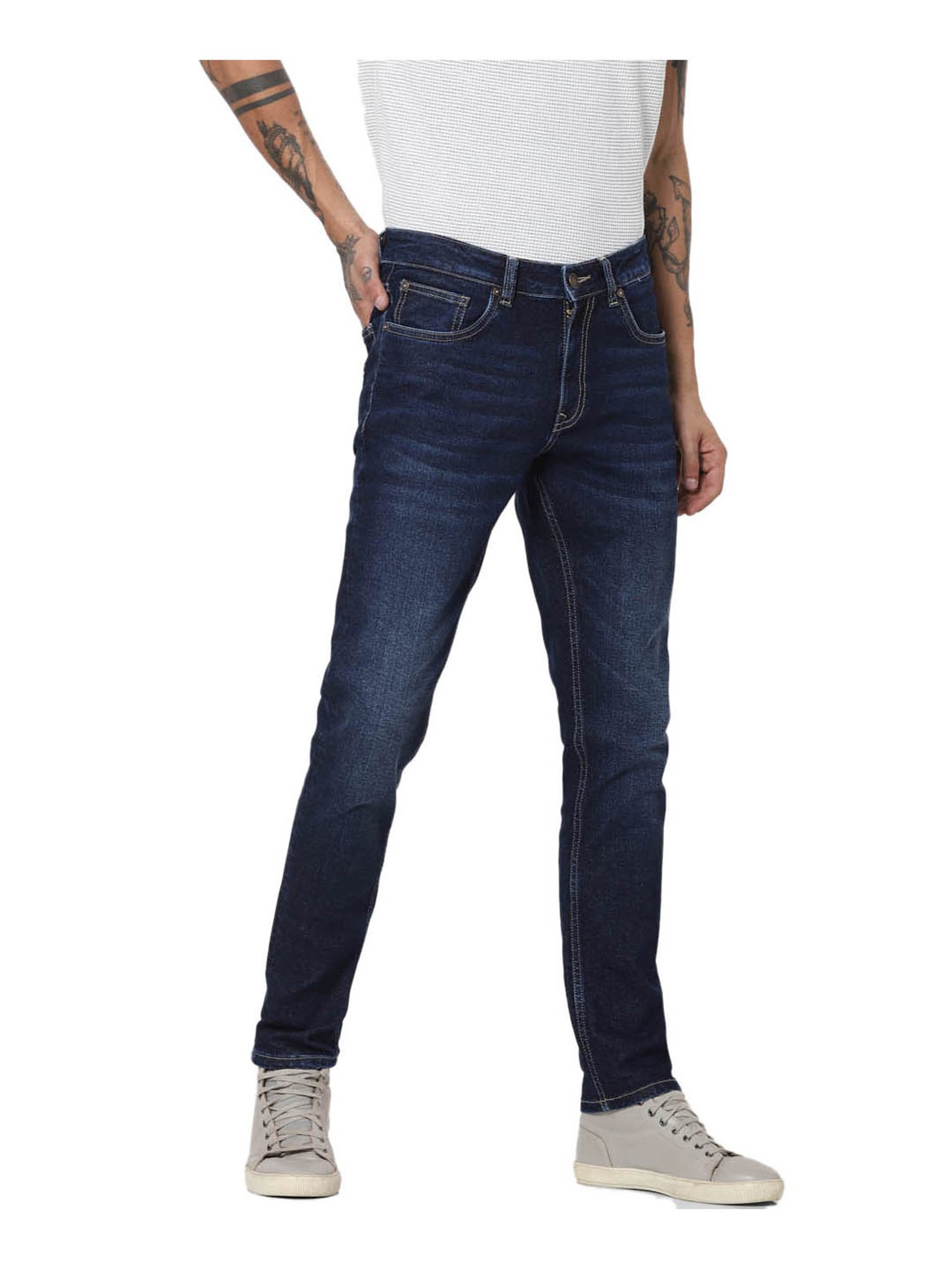Buy Jack \u0026 Jones Dark Blue Slim Fit Jeans for Men Online @ Tata CLiQ
