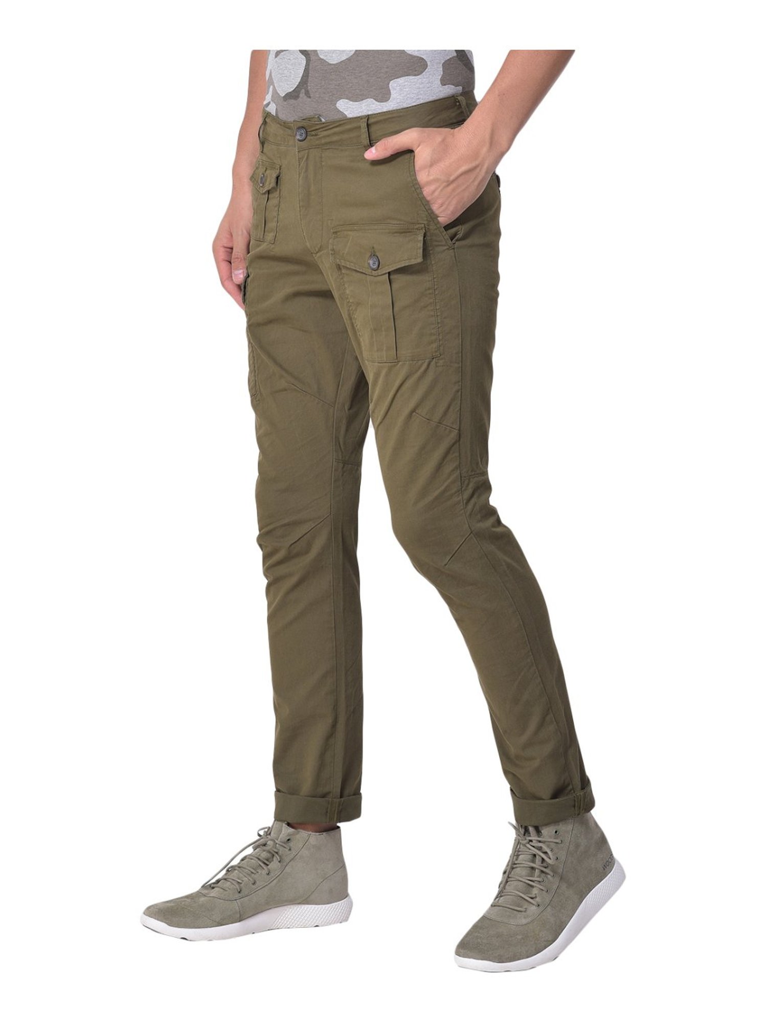 Buy Woodland Cypress Green Cotton Regular Fit Cargos for Mens Online  Tata  CLiQ