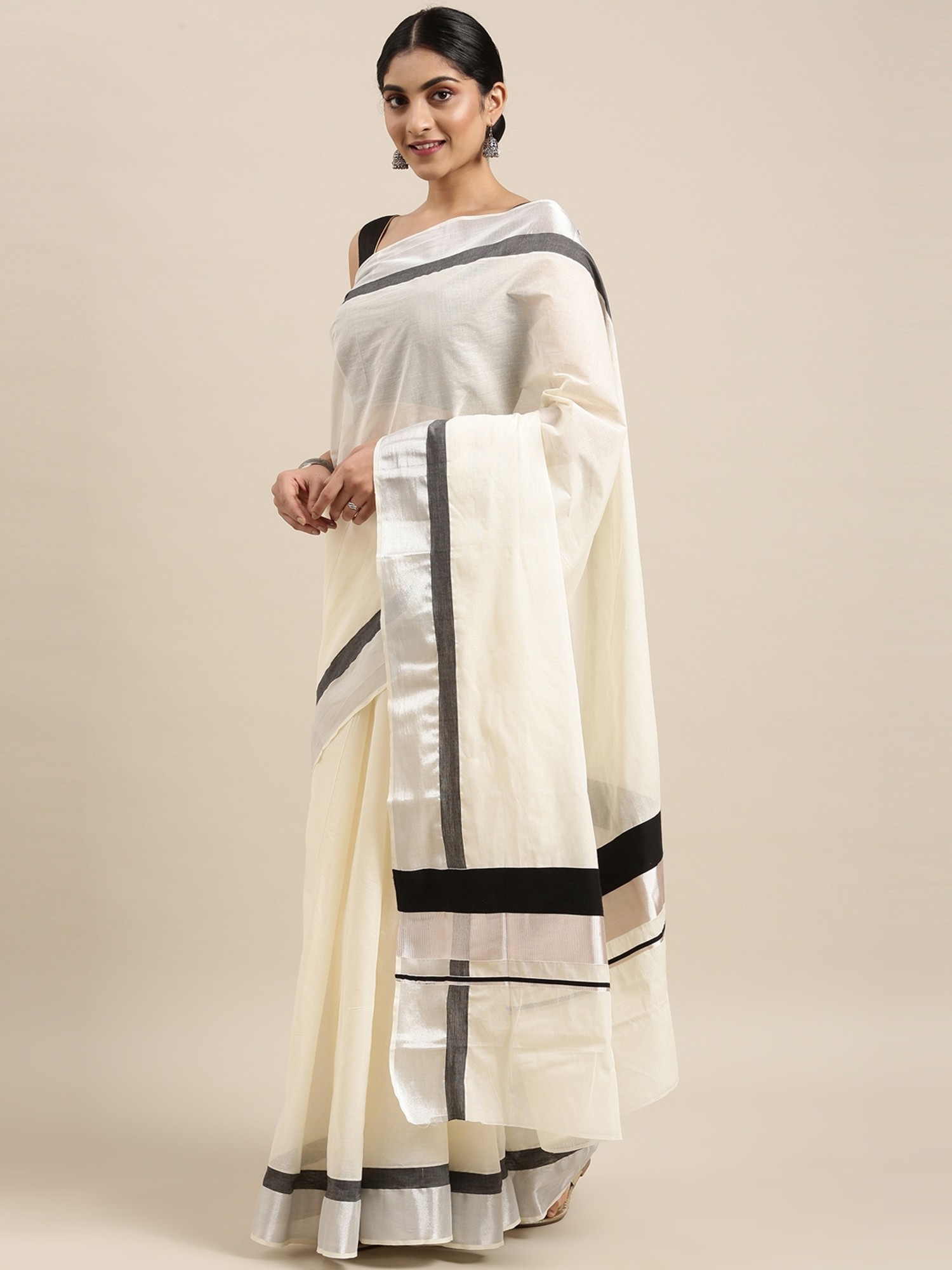 Kerala Saree With Kasavu Border - Byhand I Indian Ethnic Wear Online I  Sustainable Fashion I Handmade Clothes