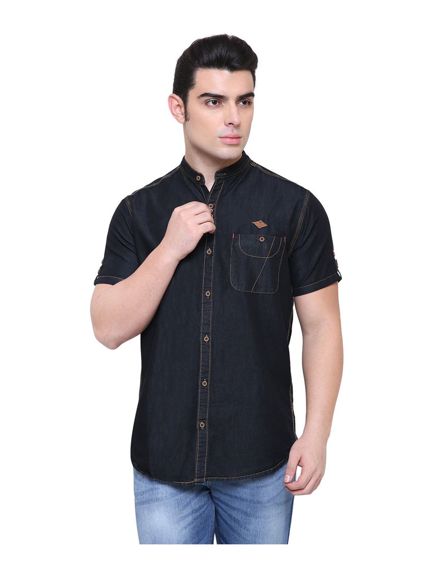 Male Blue Men Half Sleeve Denim T Shirt, For Casual Wear at Rs 200/piece in  Bellary