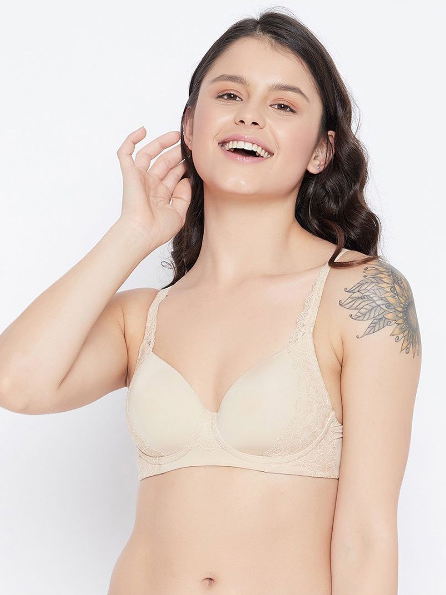 Buy Clovia Beige Non Wired Padded T-Shirt Bra for Women Online