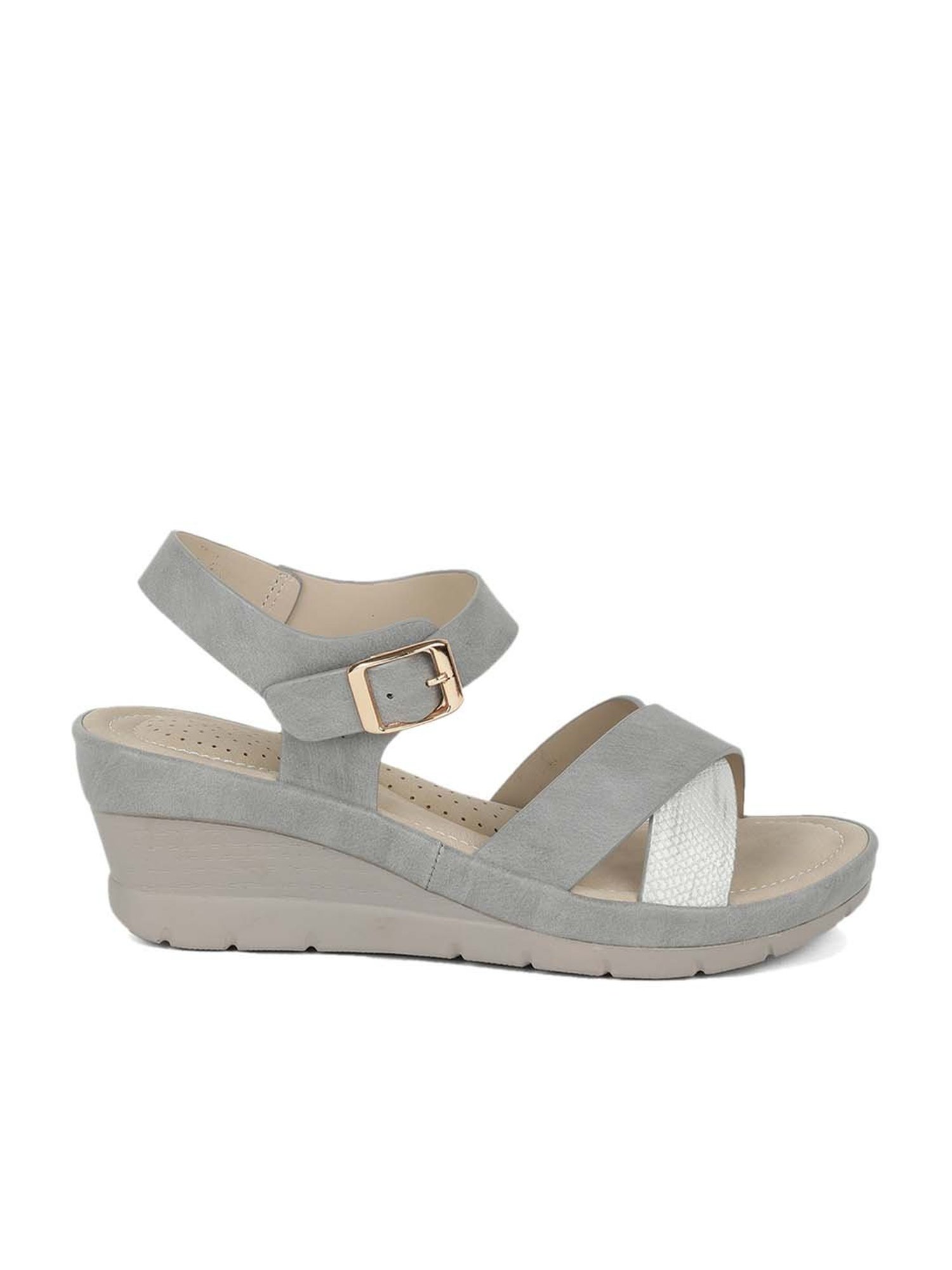 Grey discount wedge sandals