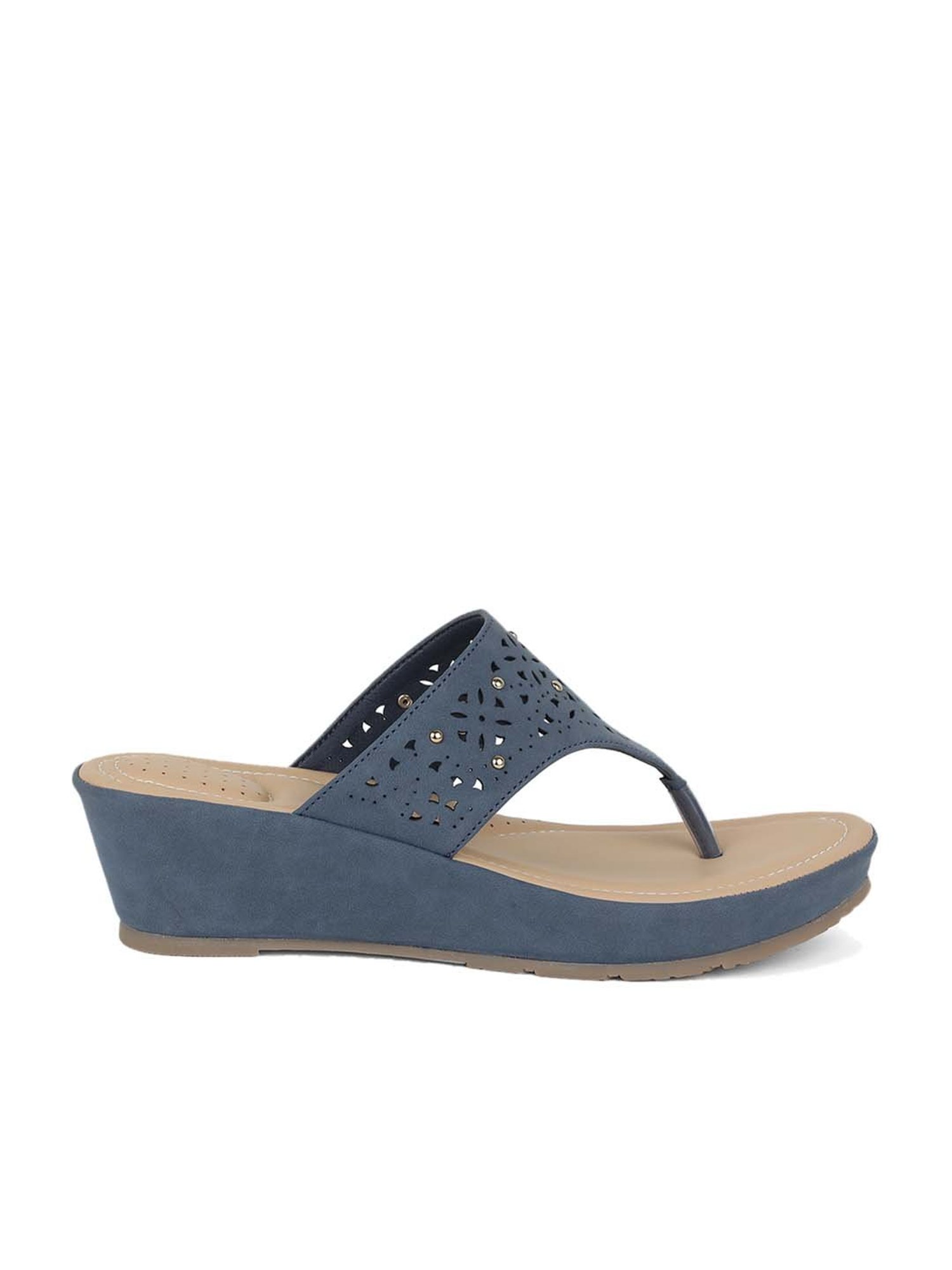 Blue wedge flip discount flops