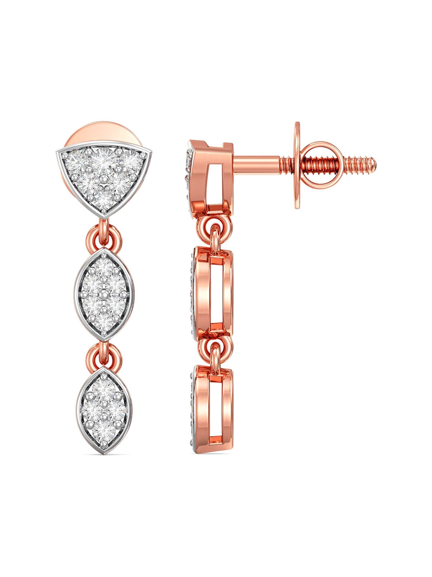 18ct Rose Gold Round Brilliant Cut 1.00ct Diamond Rub Over Set Earrings