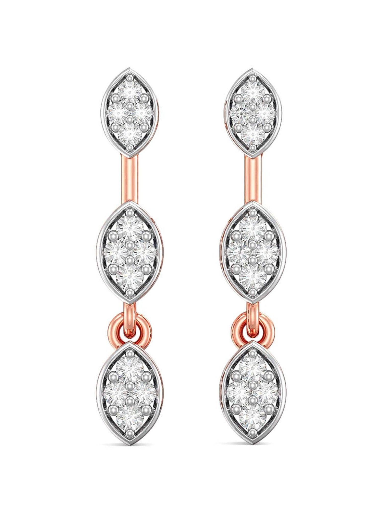 Buy Priyaasi Rose Gold-Plated American Diamond Studded Drop Earrings Online