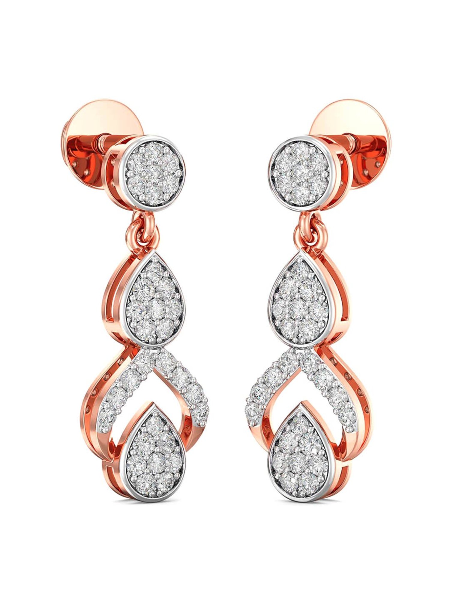Estele Non-Precious Metal 24Kt Rose Gold And Silver Plated White Austrian  crystal Stone Dangle & Drop Earrings for Girls/Womens : Amazon.in: Fashion