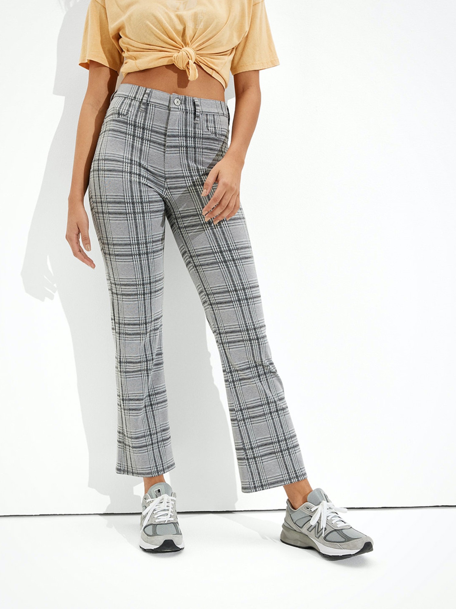 Buy American Eagle Outfitters White  Grey Striped Pants for Women Online   Tata CLiQ