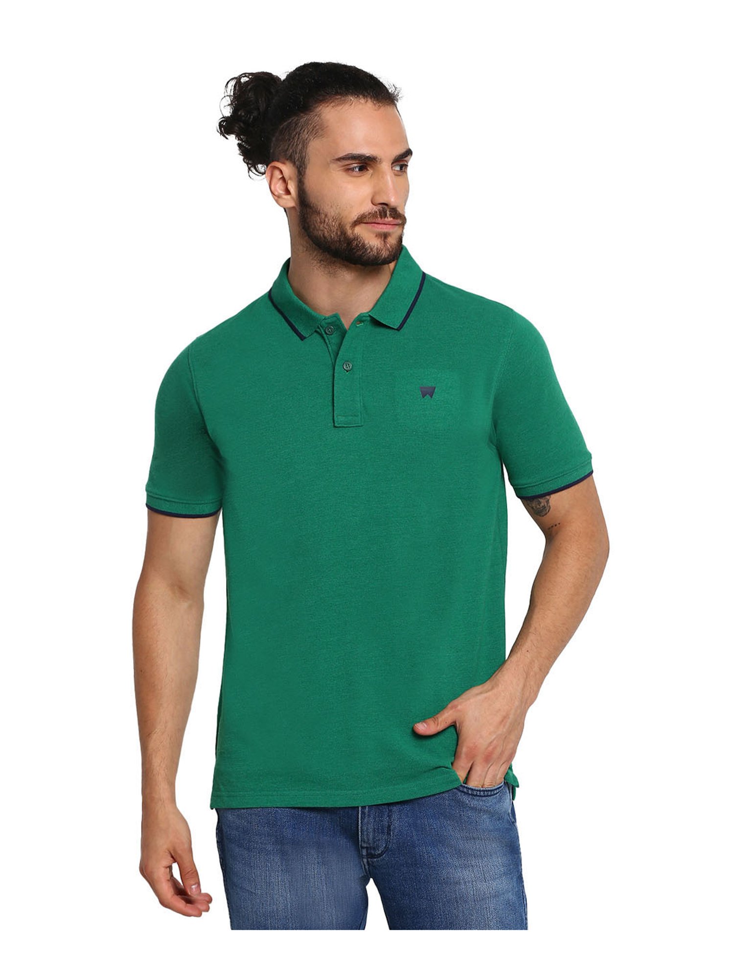 Buy Lee Teal Cotton Slim Fit Polo T-Shirts for Mens Online @ Tata CLiQ