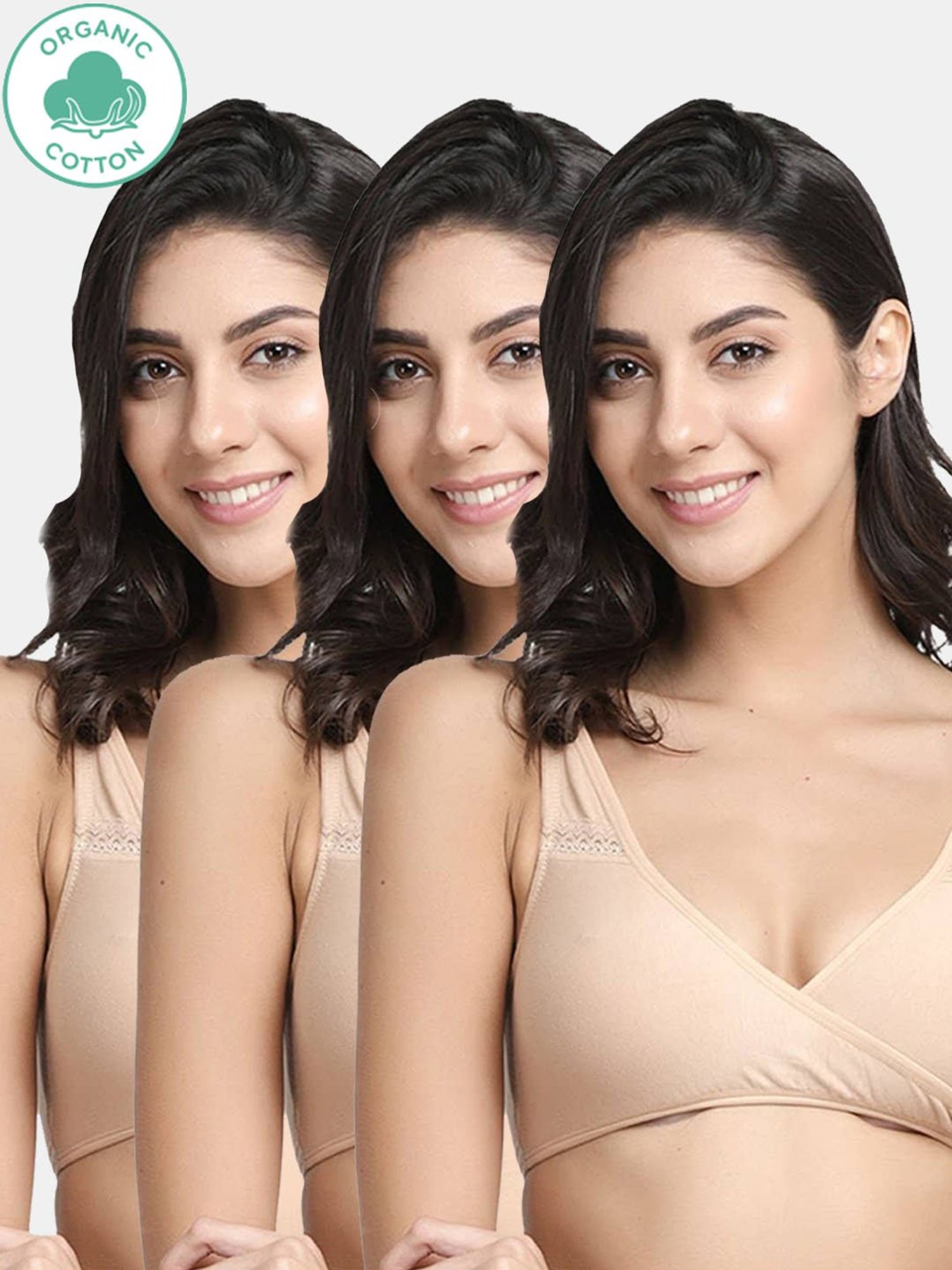 Buy Inner Sense Beige Non Wired Non Padded Nursing Bra (Pack Of 3) for  Women Online @ Tata CLiQ