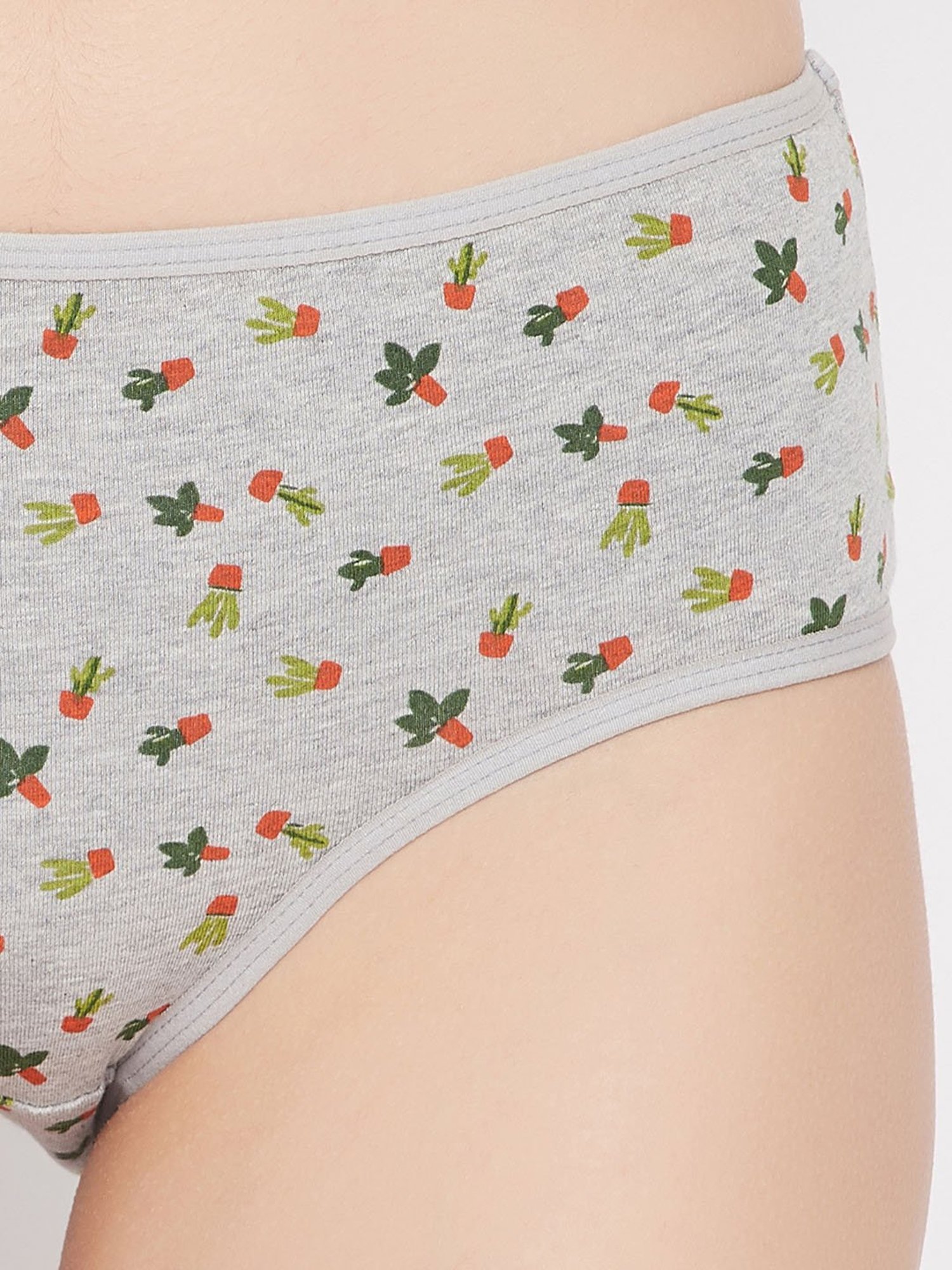 Buy Clovia Melange Grey Printed Hipster Panty for Women Online