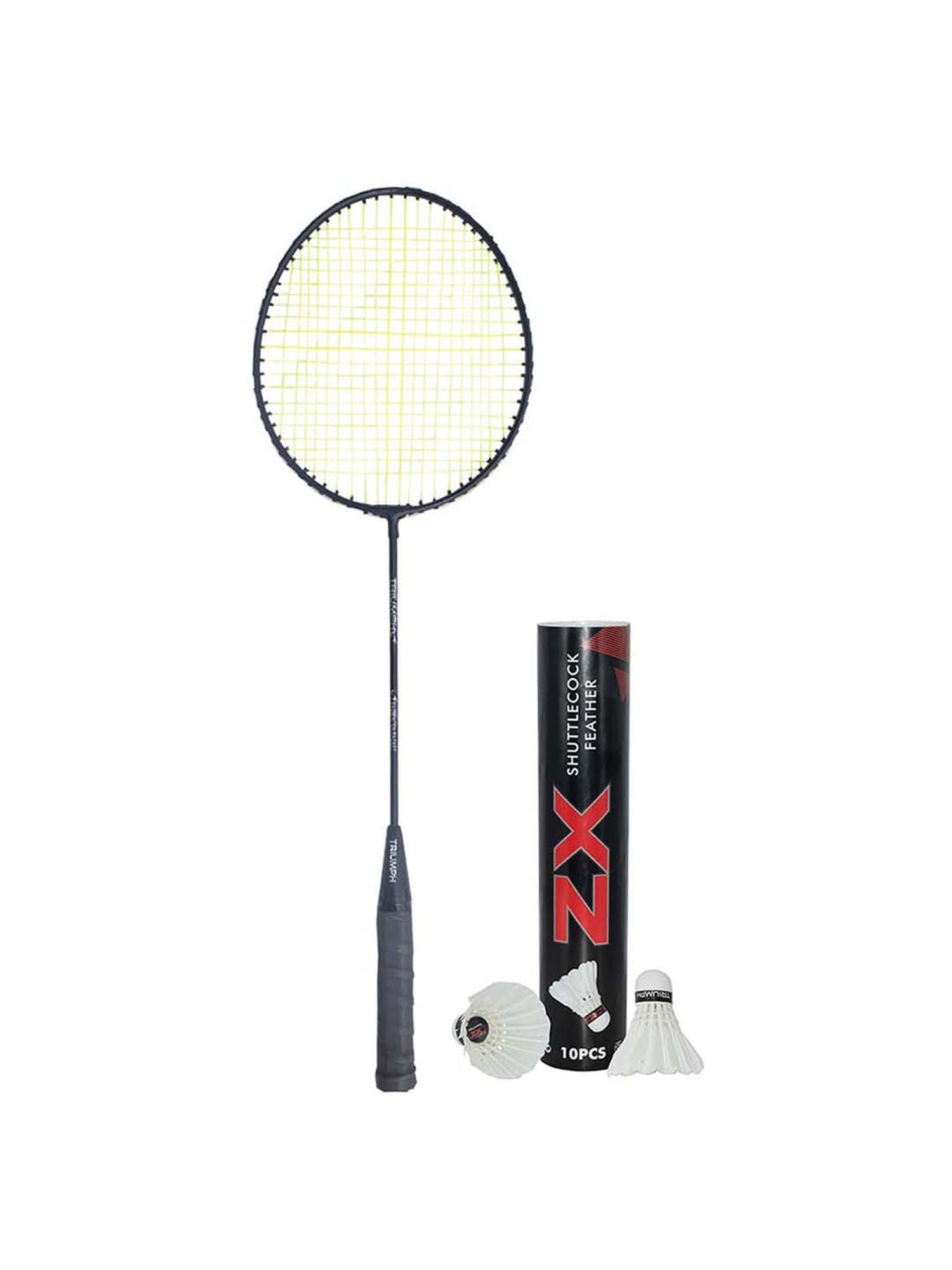 Triumph Black & White Badminton Racquet with ZX Feather