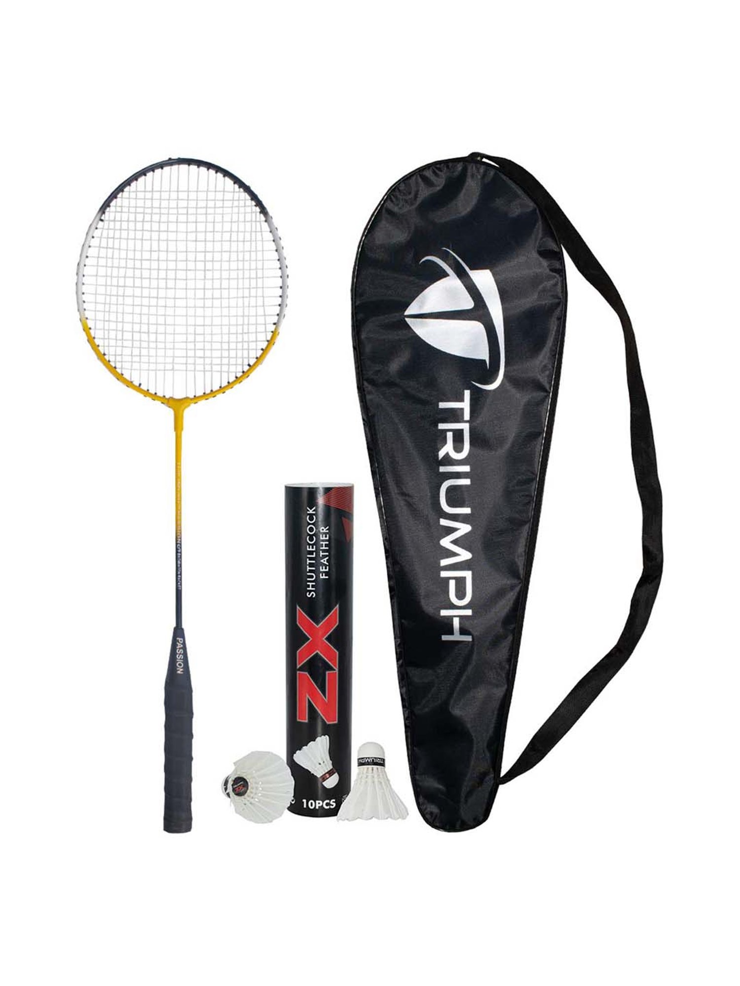 Triumph Multicolored Badminton Racquet with ZX Feather Shuttlecock