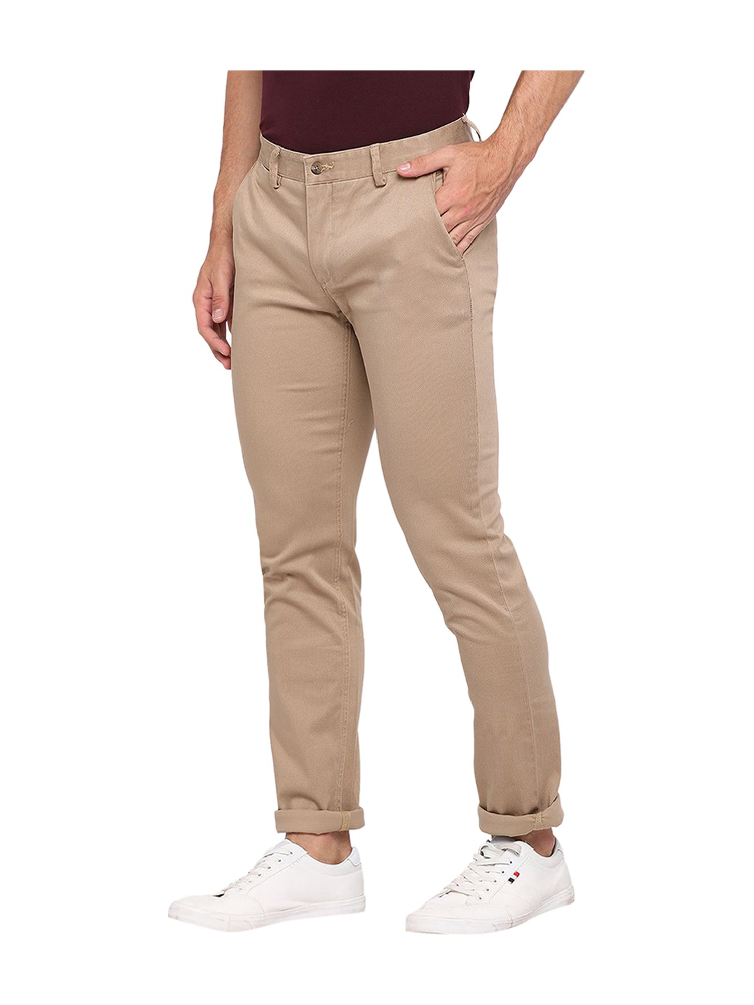 Buy Greenfibre Mens Casual Super Slim Fit Solid Casual Trouser Cotton  Lycra  Beige at Amazonin