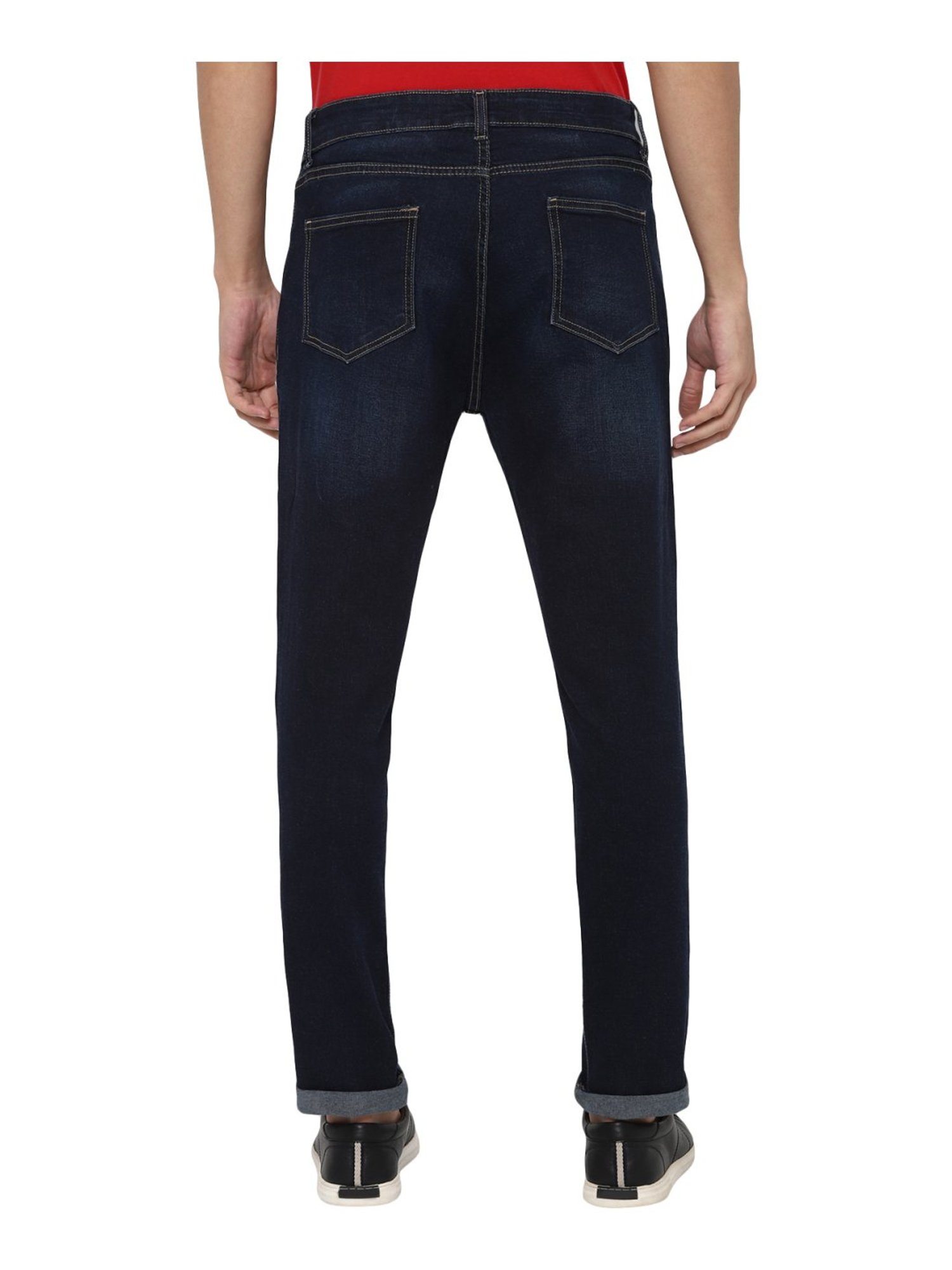 mens cropped blue jeans