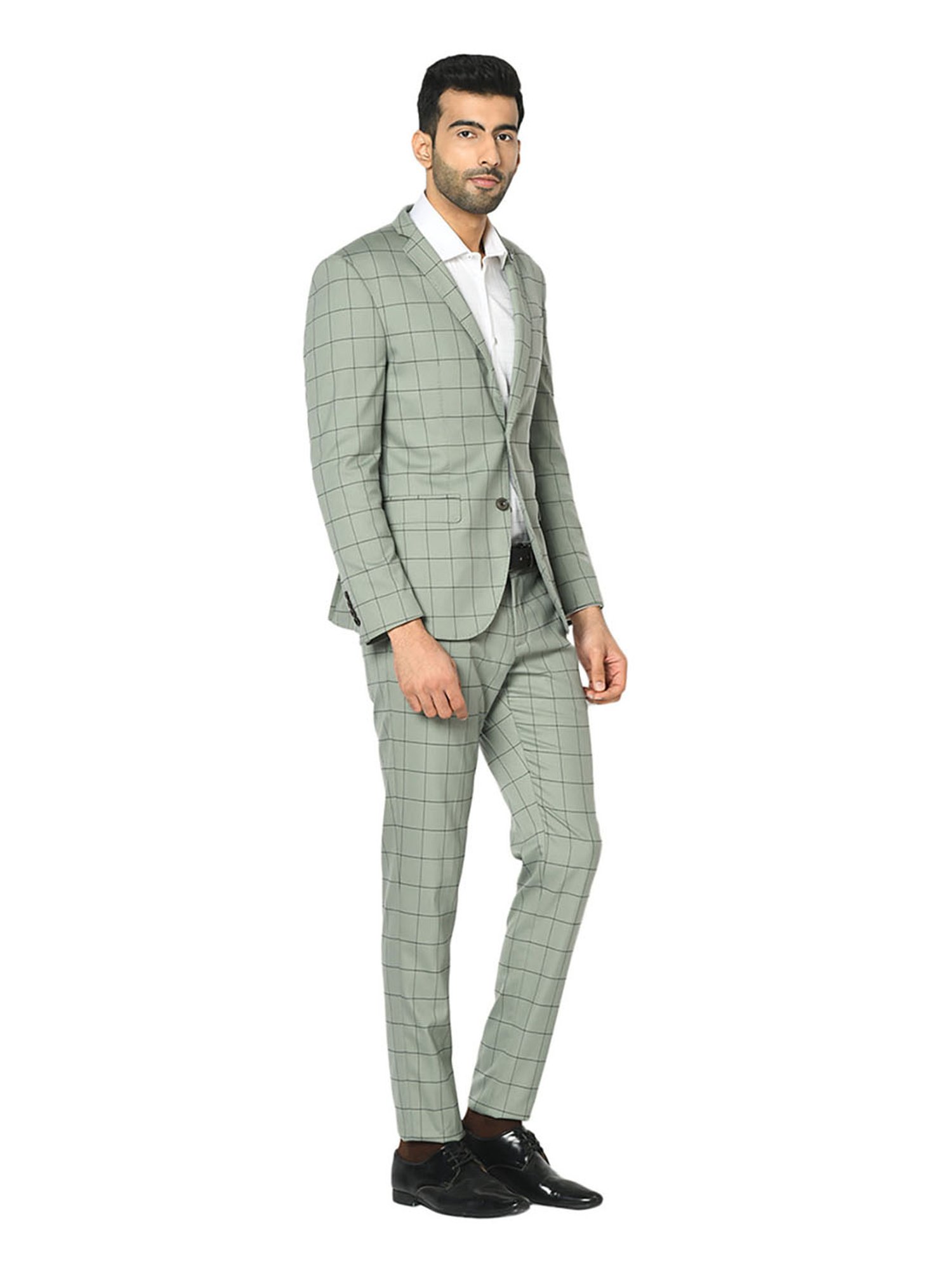 Luxe Three Piece Green Solid Formal Suit - Cyprus
