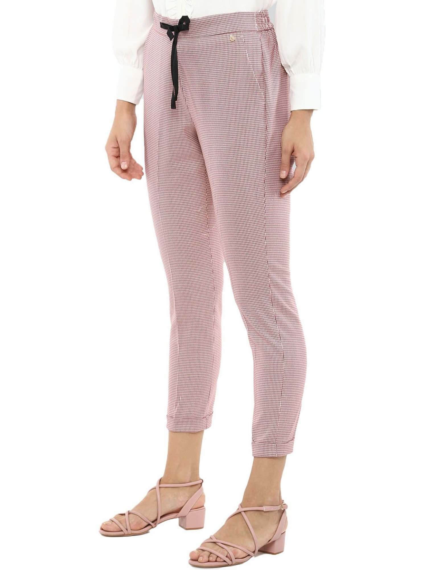 Buy Women Pink Check Formal Regular Fit Trousers Online  584293  Van  Heusen