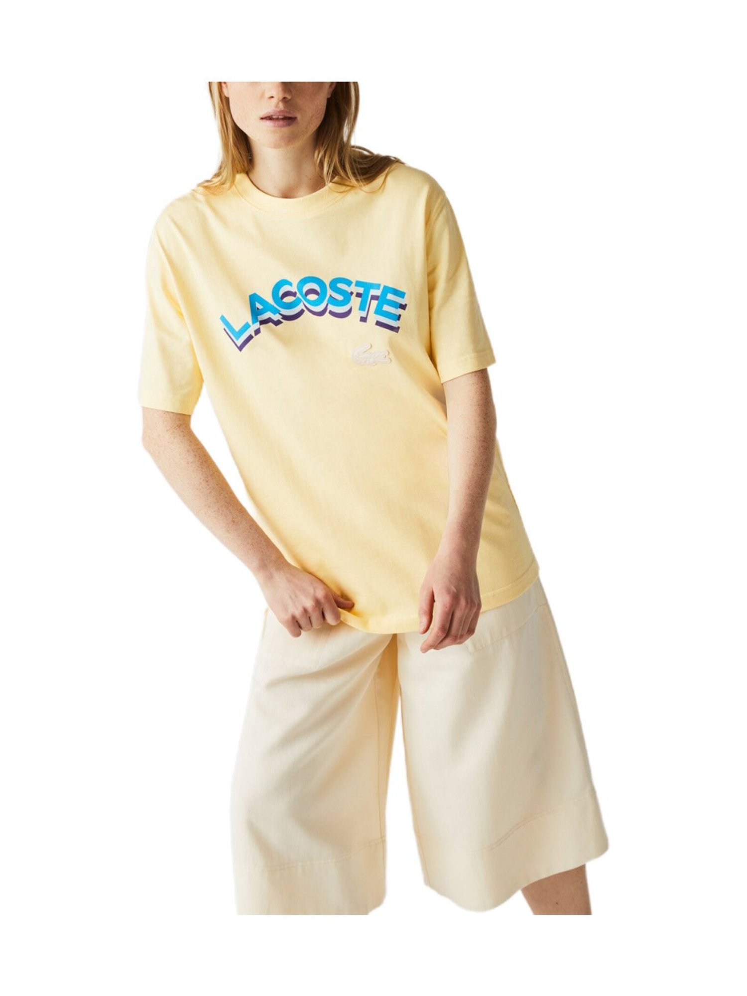 Lacoste Yellow Logo Boxy T-Shirt for Mens Online @ Tata CLiQ