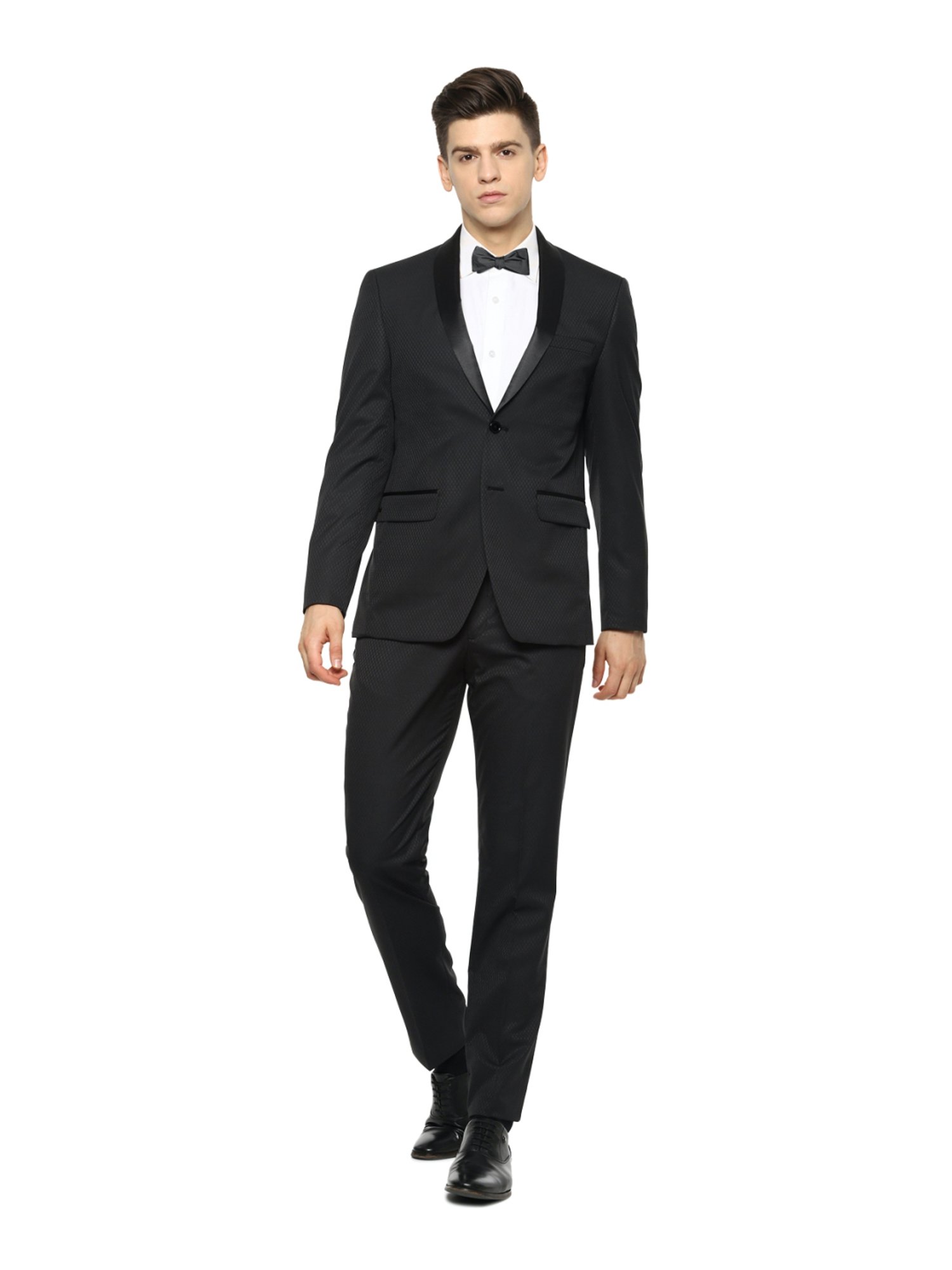 Buy LOUIS PHILIPPE Black Textured Polyester Viscose Slim Fit Men's Formal  Suit