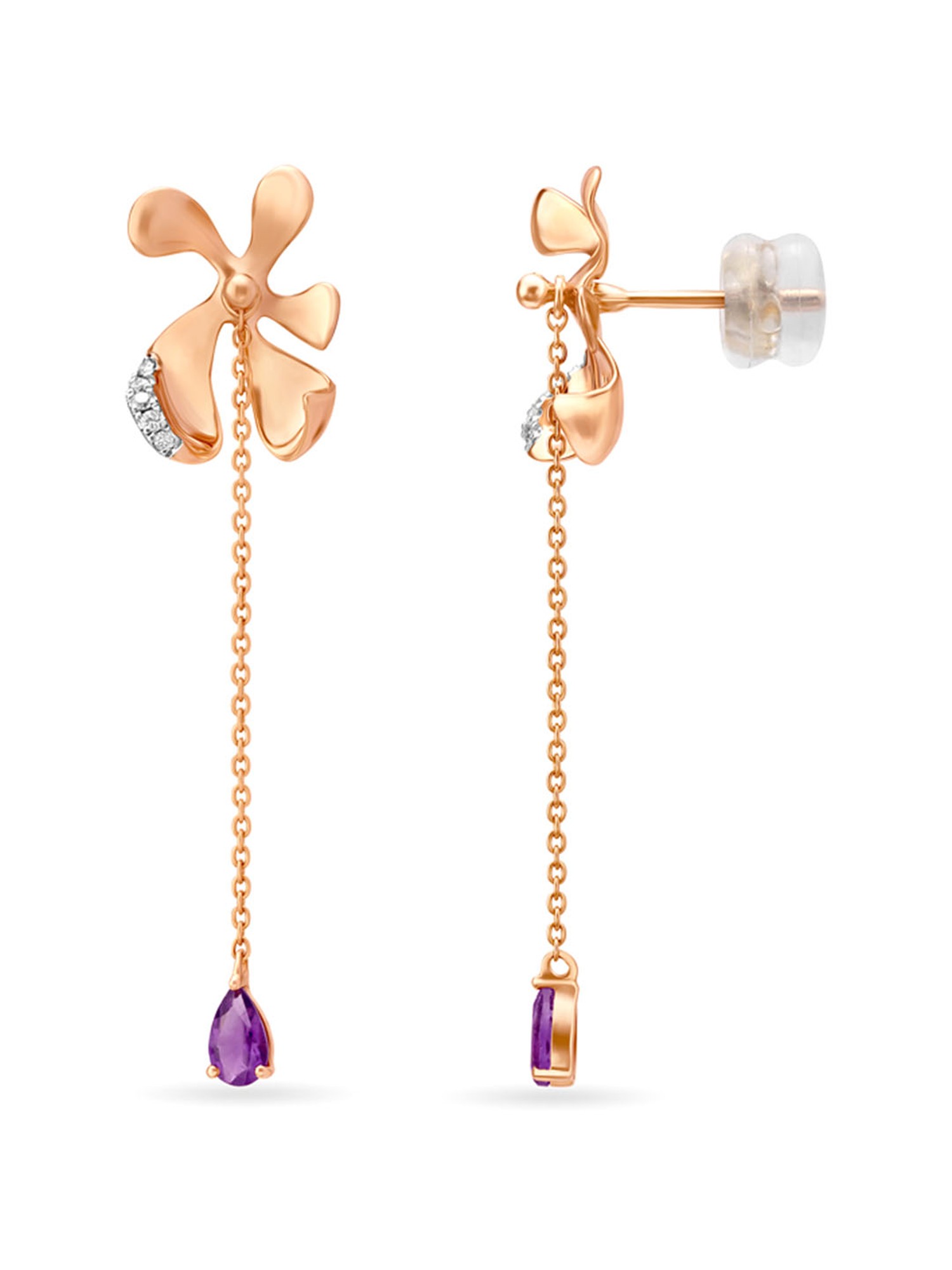 Dangler Earrings Embellished With Diamonds In 14k Rose Gold By Lagu Bandhu   Lagu Bandhu