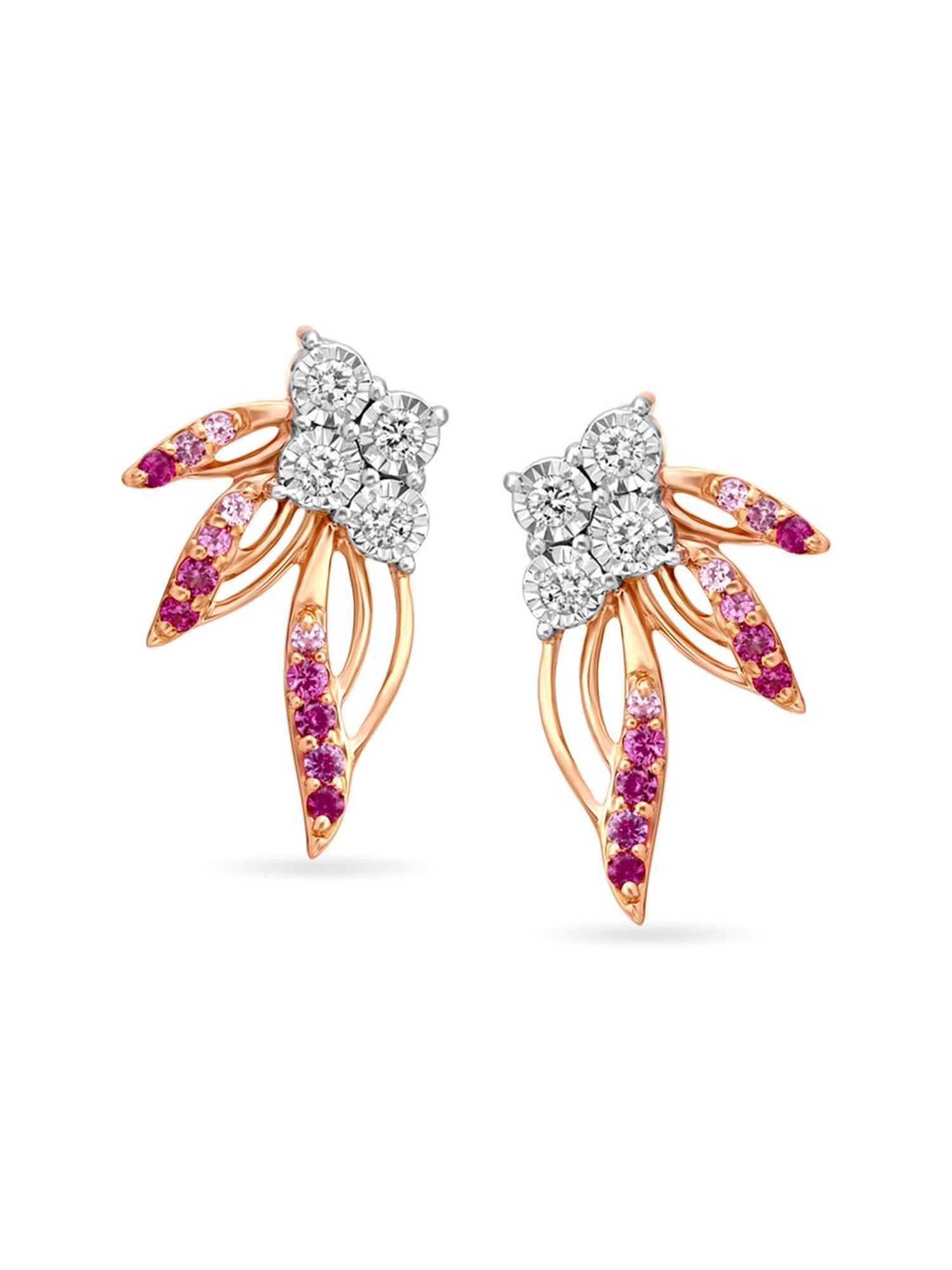 Avsar 14k 585 Rose Gold Stud Earrings for Women  Amazonin Fashion