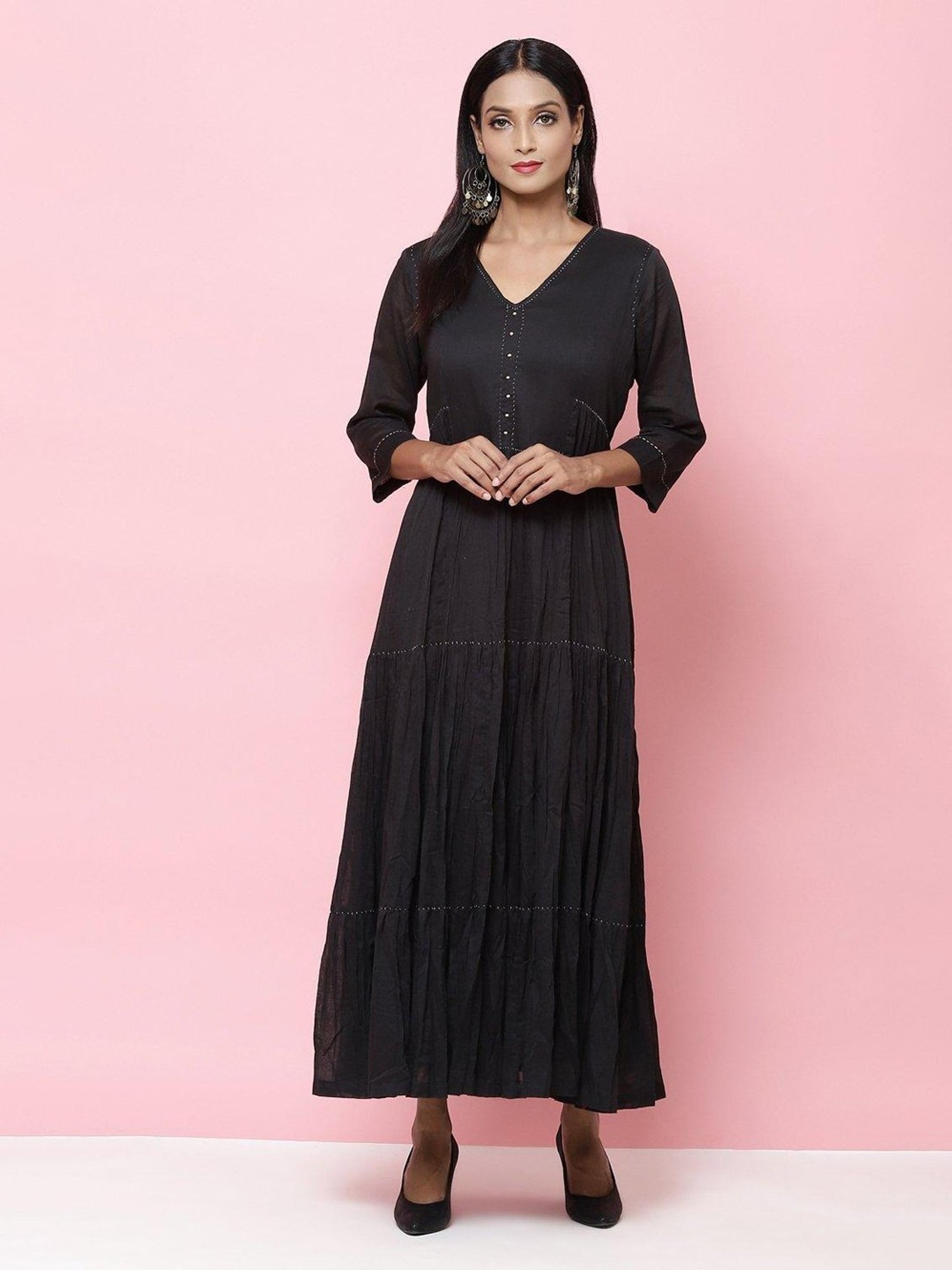 Biba Black Cotton Flax A-line Kurta Dress - 34 cm in Mumbai at best price  by Rushda Enterprises - Justdial