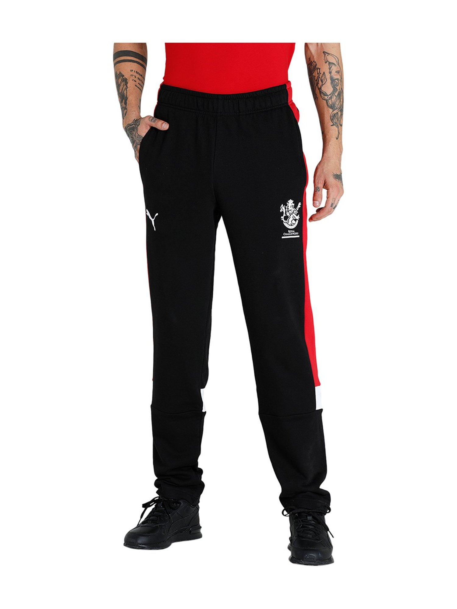 Buy Puma x RCB Black  Red Cotton Regular Fit Track Pants for Men Online   Tata CLiQ