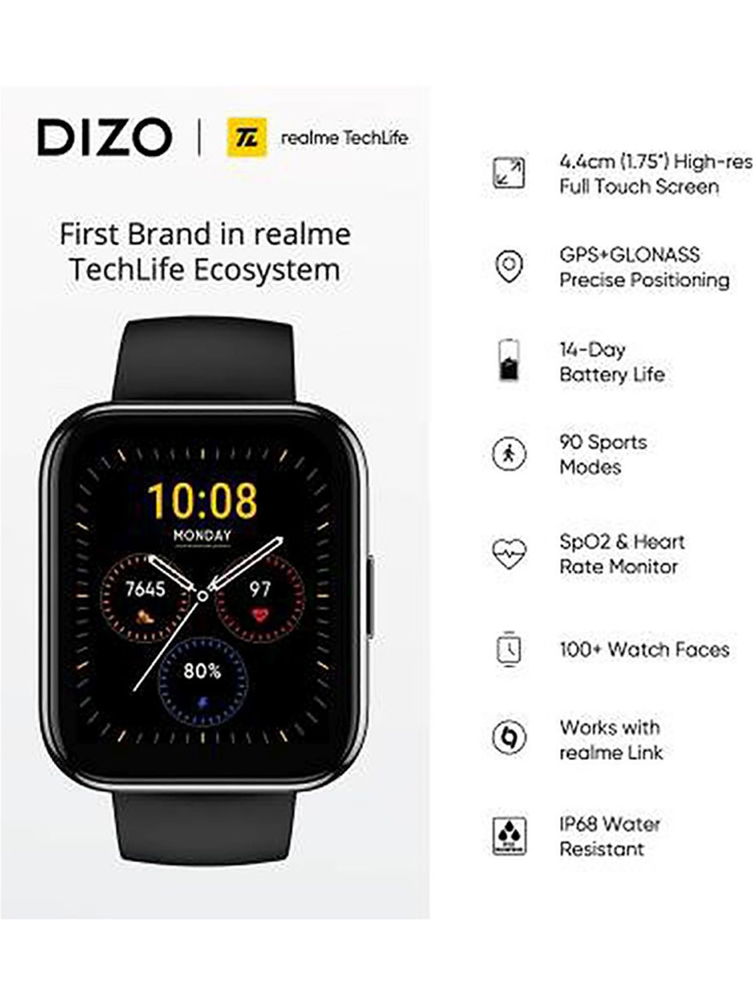 dizo by realme techlife watch smartwatch