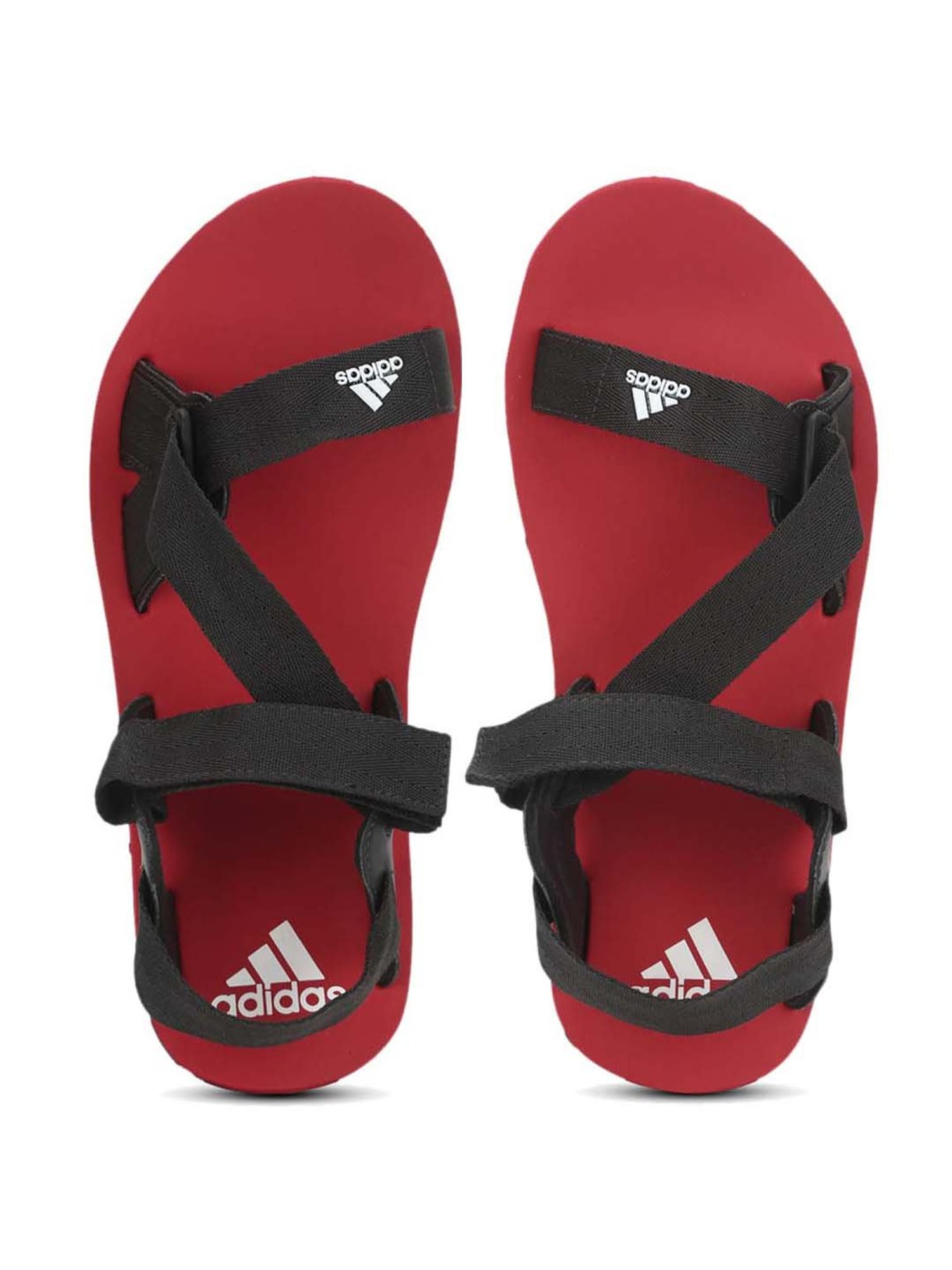 Adidas sandals red and black hot sale